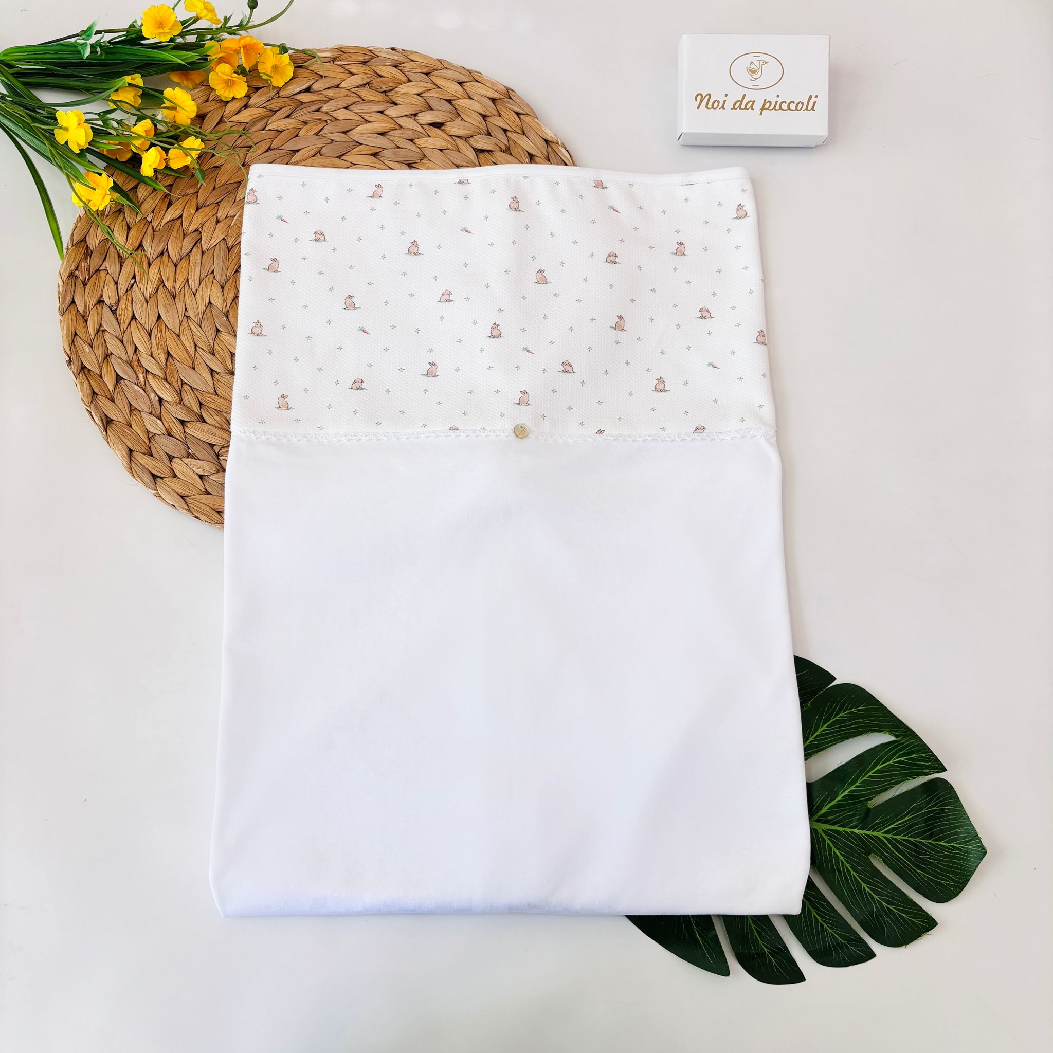 COPERTINA IN COTONE CON CONIGLIETTI BIANCO - Noi da piccoli