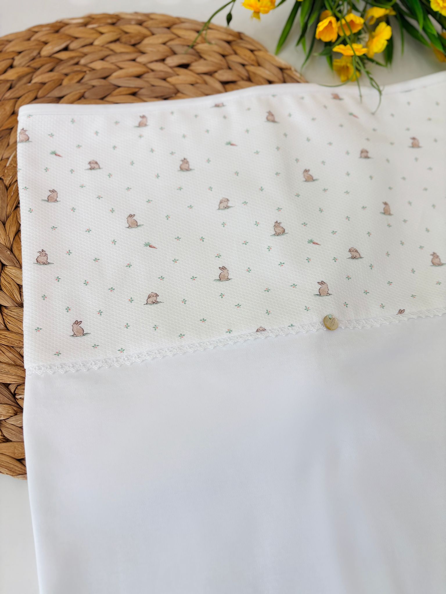 COPERTINA IN COTONE CON CONIGLIETTI BIANCO - Noi da piccoli