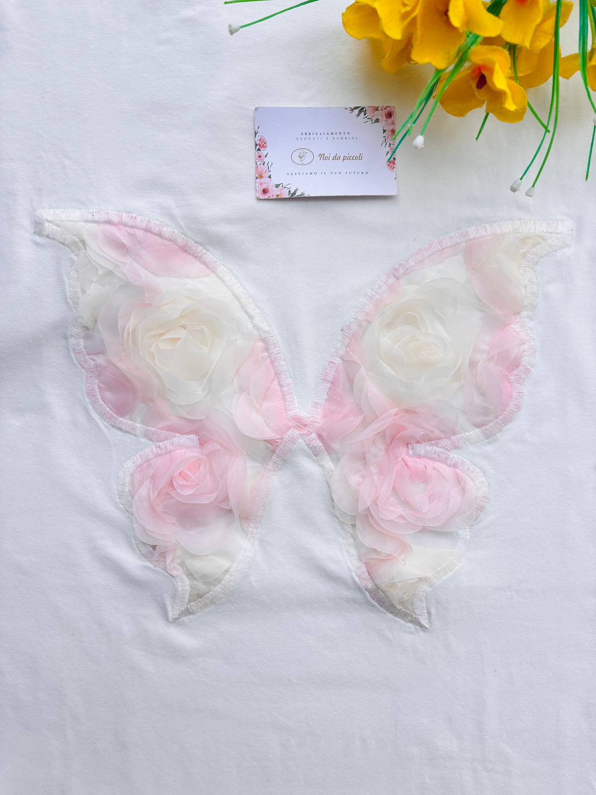 COPERTINA IN COTONE CON FIORI BIANCO ROSA - Noi da piccoli