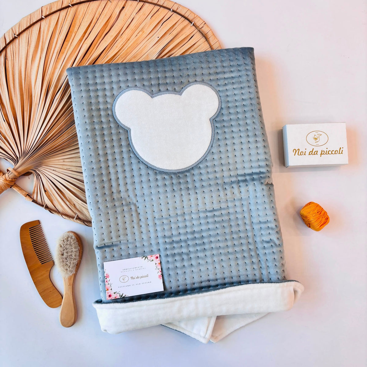 Velvet Baby Blanket with Teddy Sky Blue Deolinda