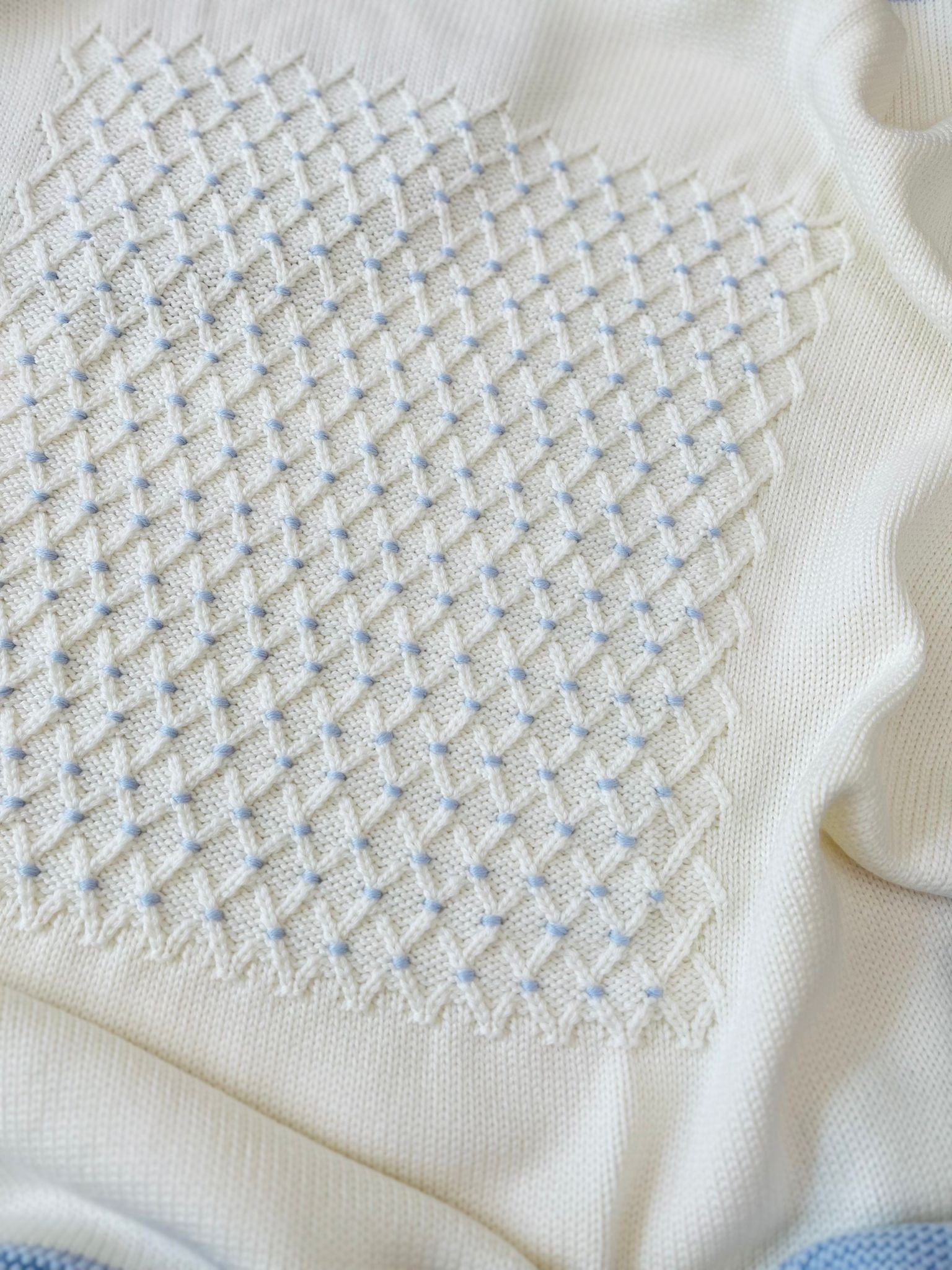 COPERTINA INTRECCIO 100% lana merino extrafine PANNA SUGAR - Noi da piccoli