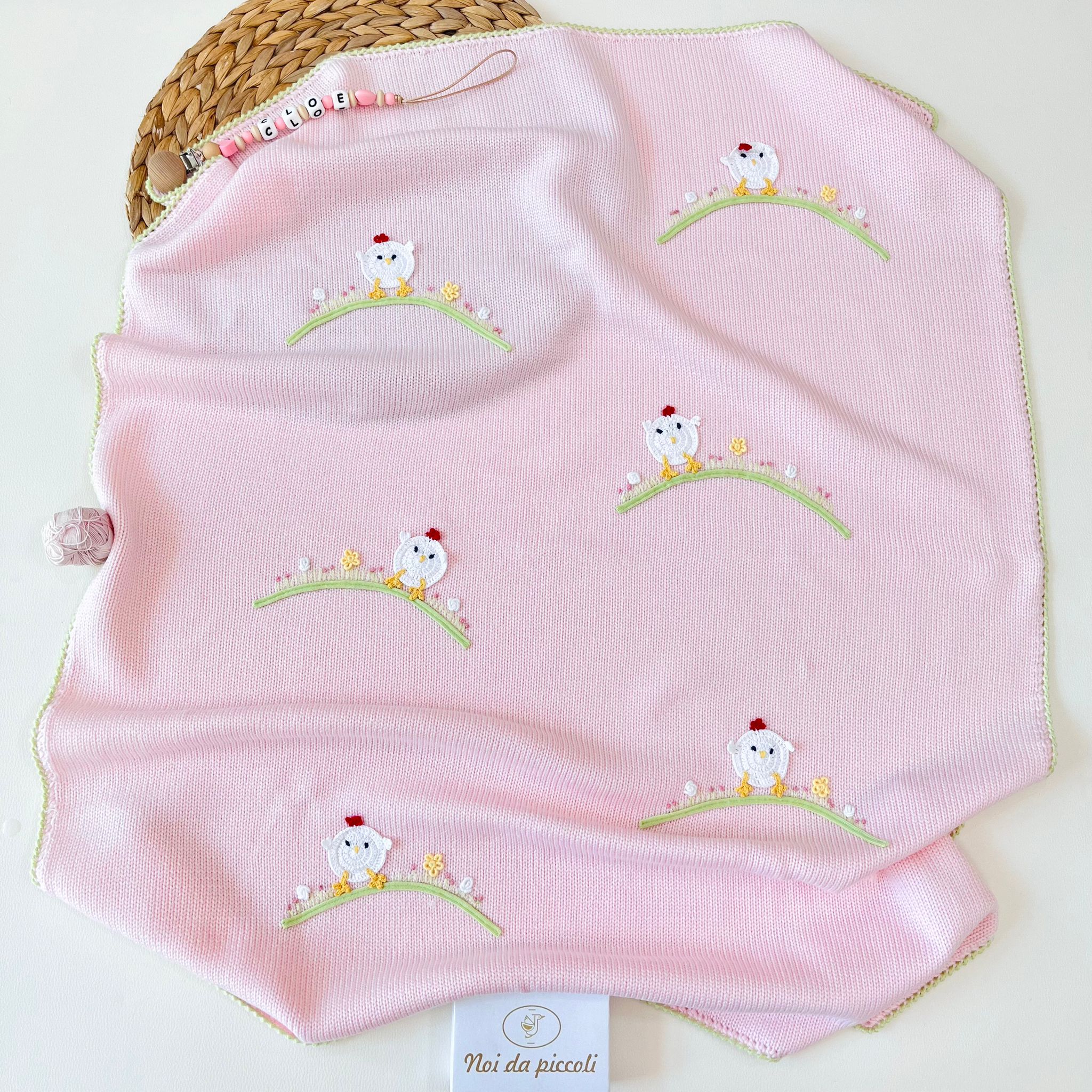 COPERTINA ISOTTA 100% LANA MERINO ROSA - Noi da piccoli