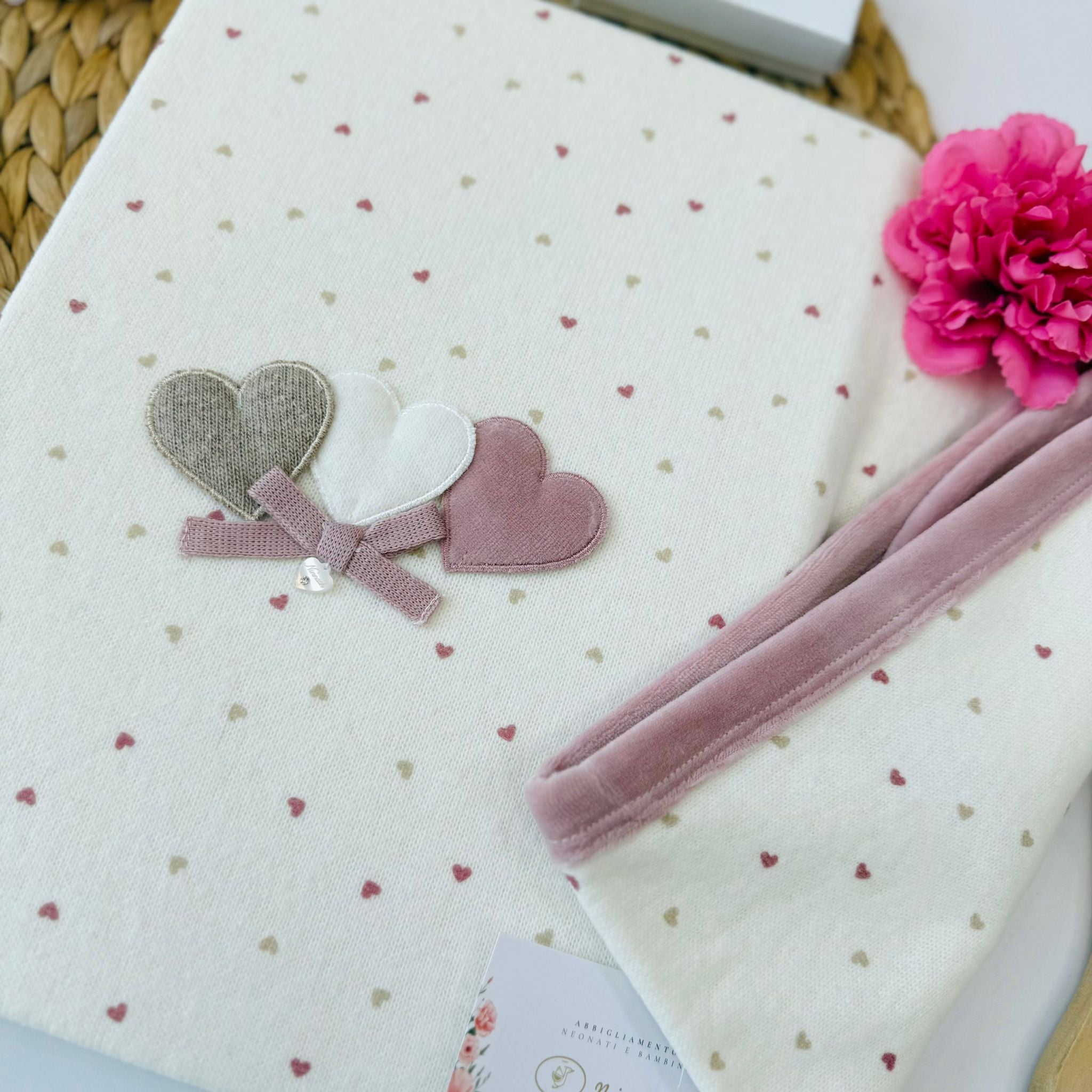 COPERTINA MANY HEARTS COTONE CALDO PANNA - Noi da piccoli