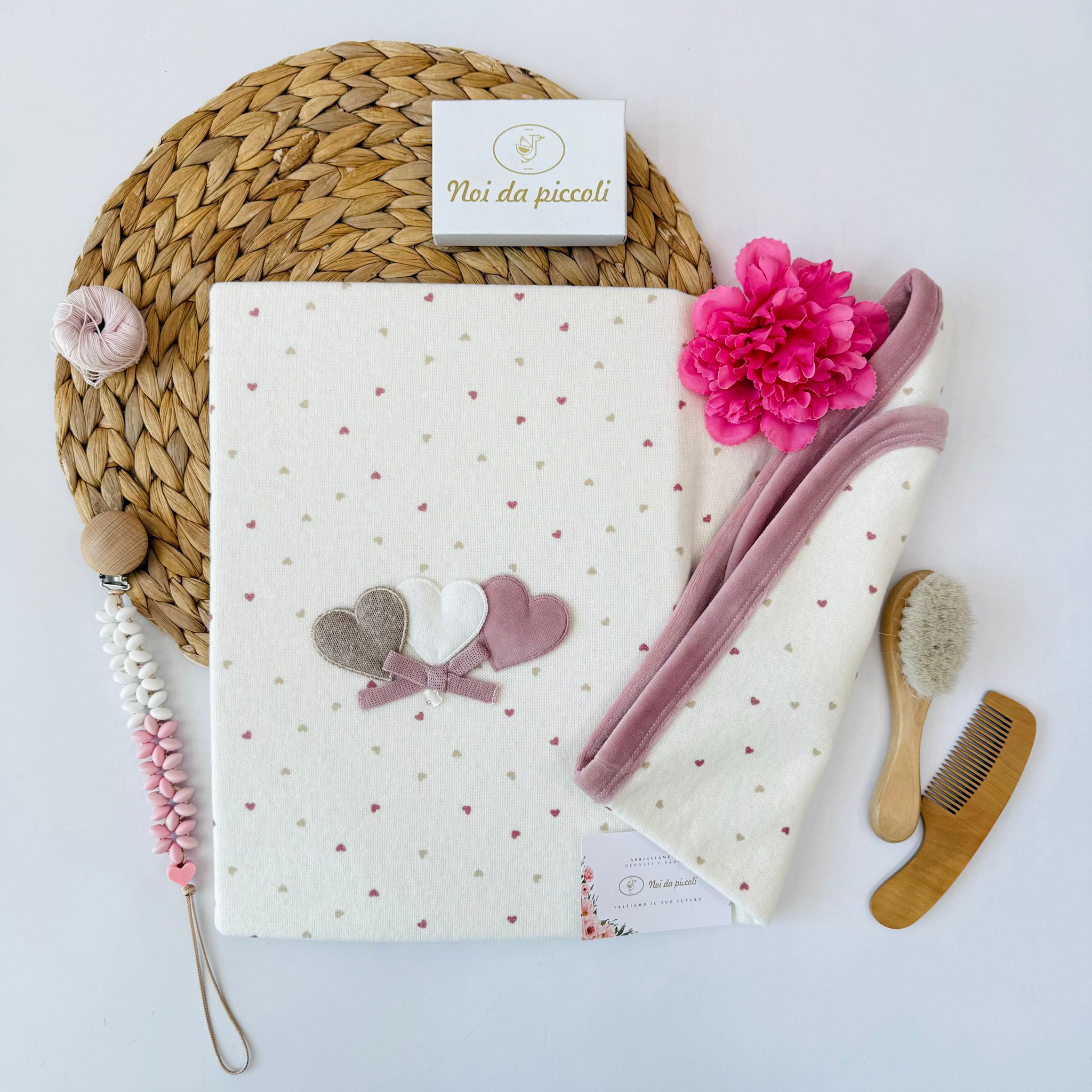 COPERTINA MANY HEARTS COTONE CALDO PANNA - Noi da piccoli