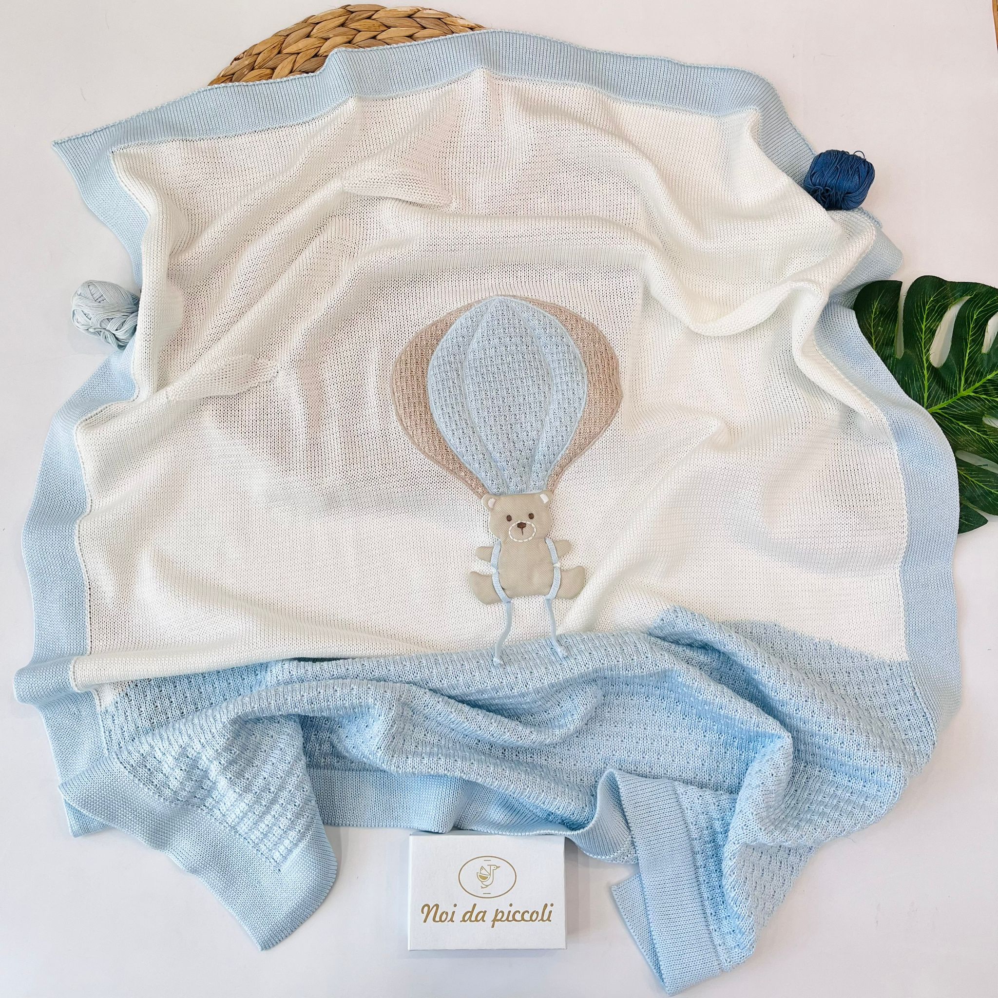 COPERTINA MONGOLFIERA 100% FILO DI COTONE CIELO VANIGLIA - Noi da piccoli