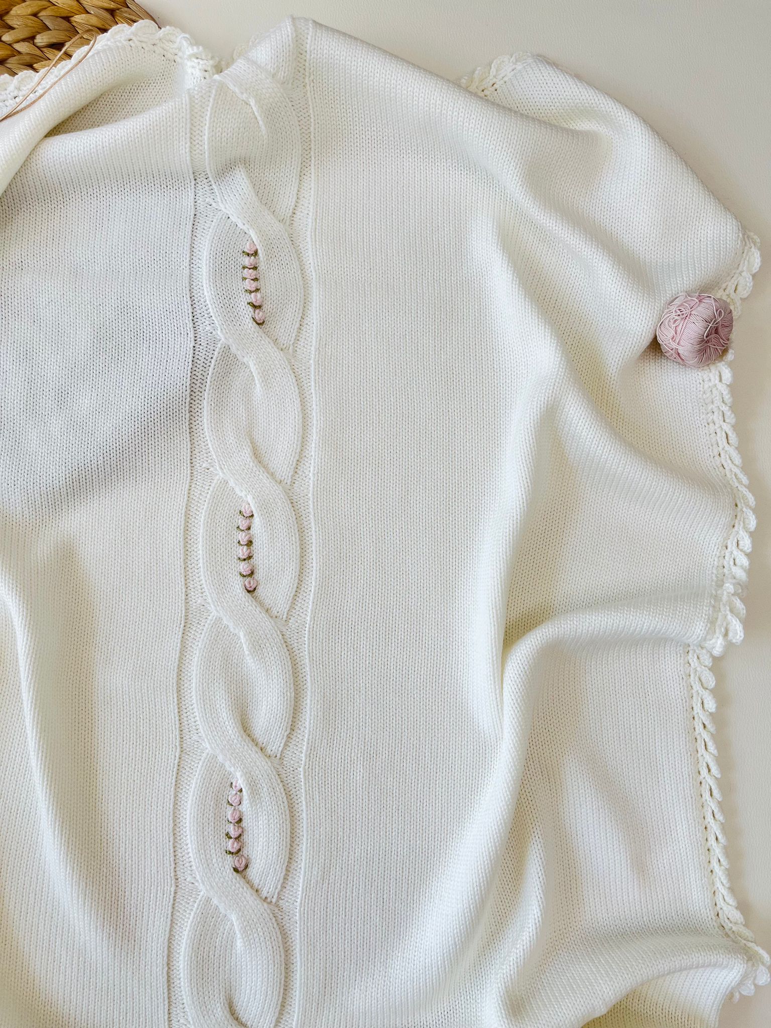 COPERTINA OLLY 100% LANA MERINO PANNA E ROSA - Noi da piccoli