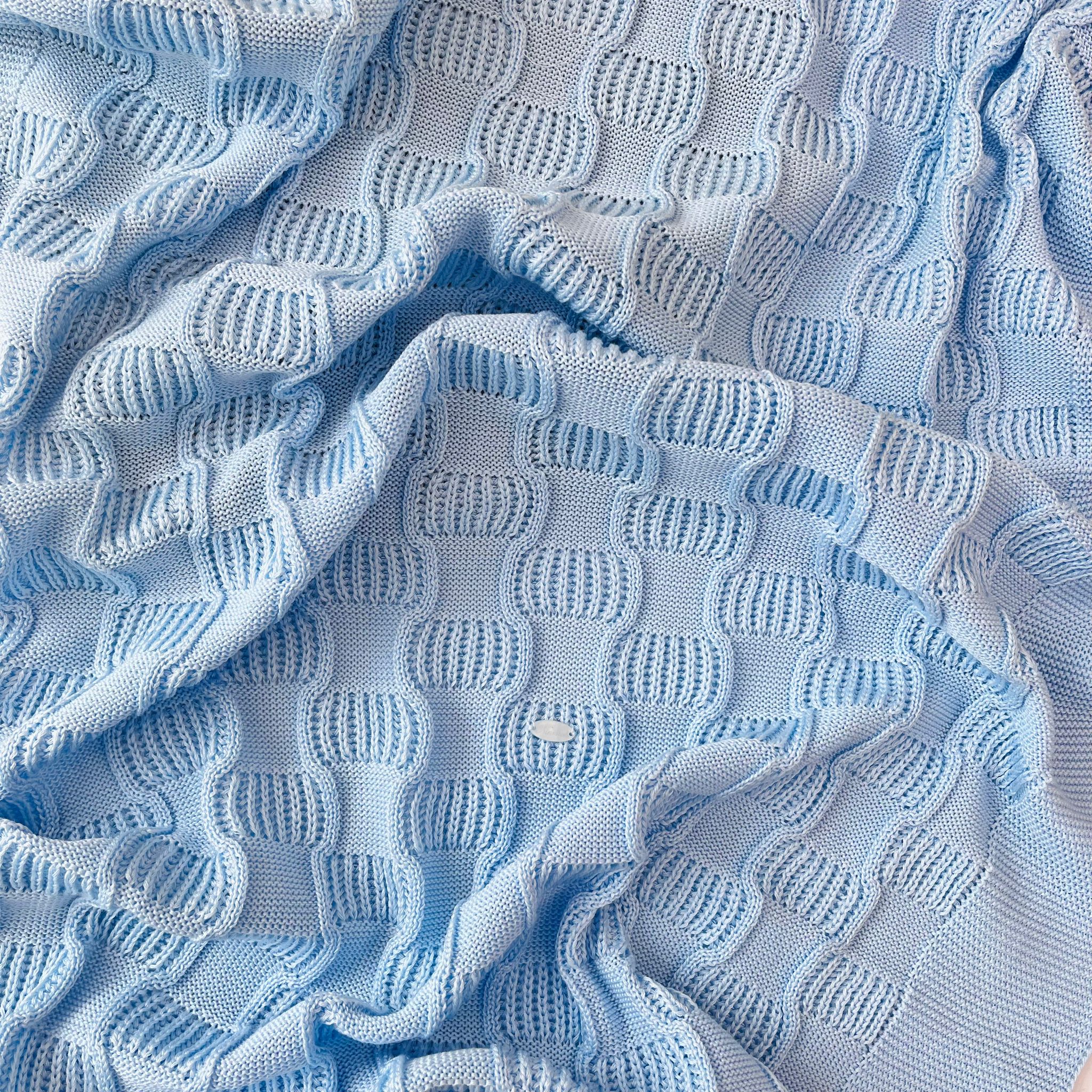 COPERTINA ONDE FILO DI COTONE AZZURRO - Noi da piccoli