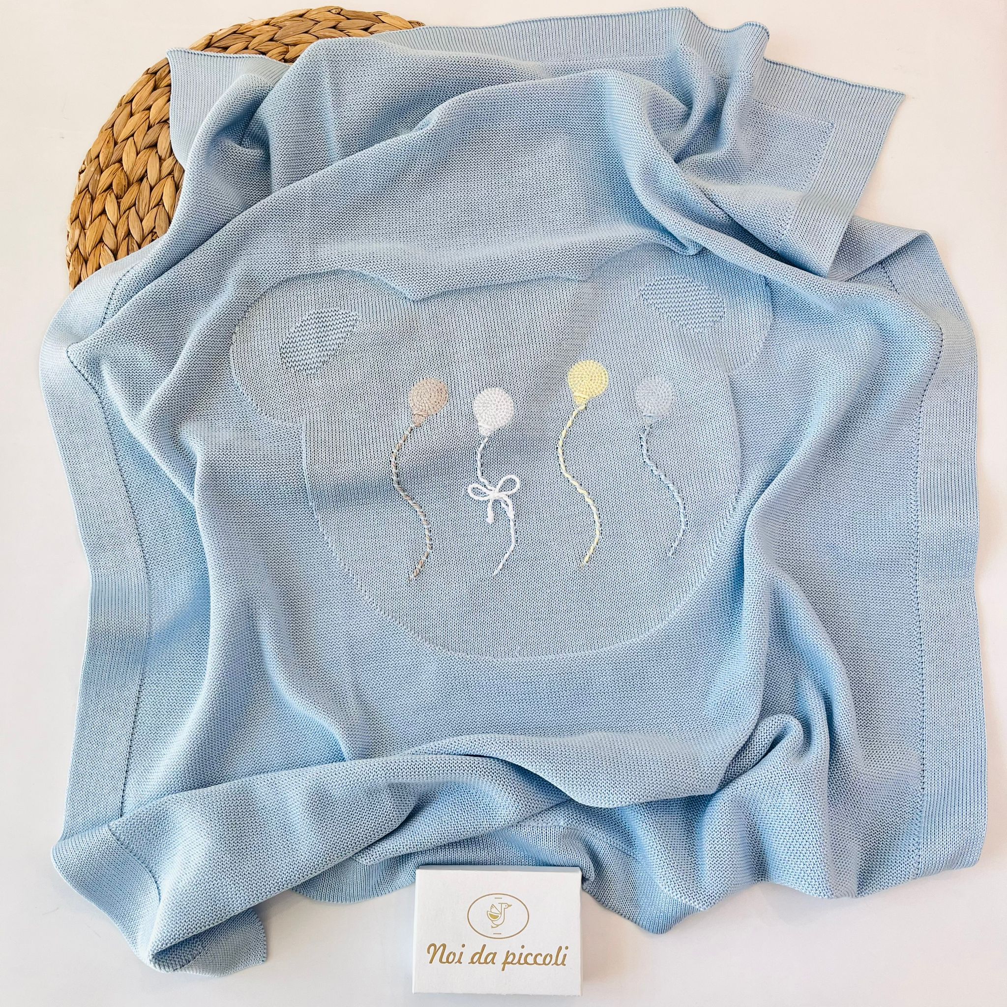 COPERTINA PALLONCINI 100% FILO DI COTONE CIELO - Noi da piccoli