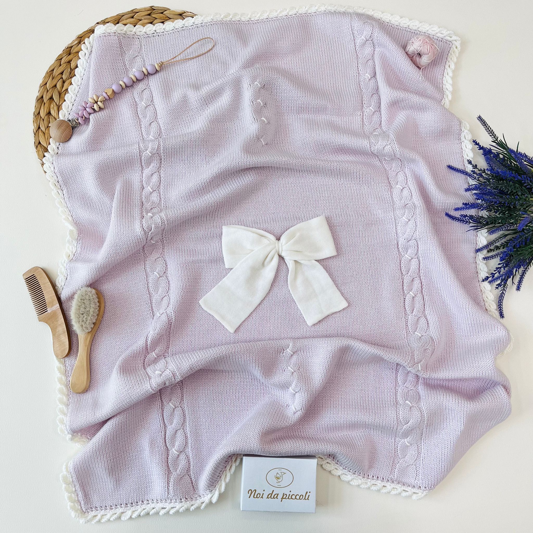 COPERTINA REGINA 100% LANA MERINO LILLA - Noi da piccoli