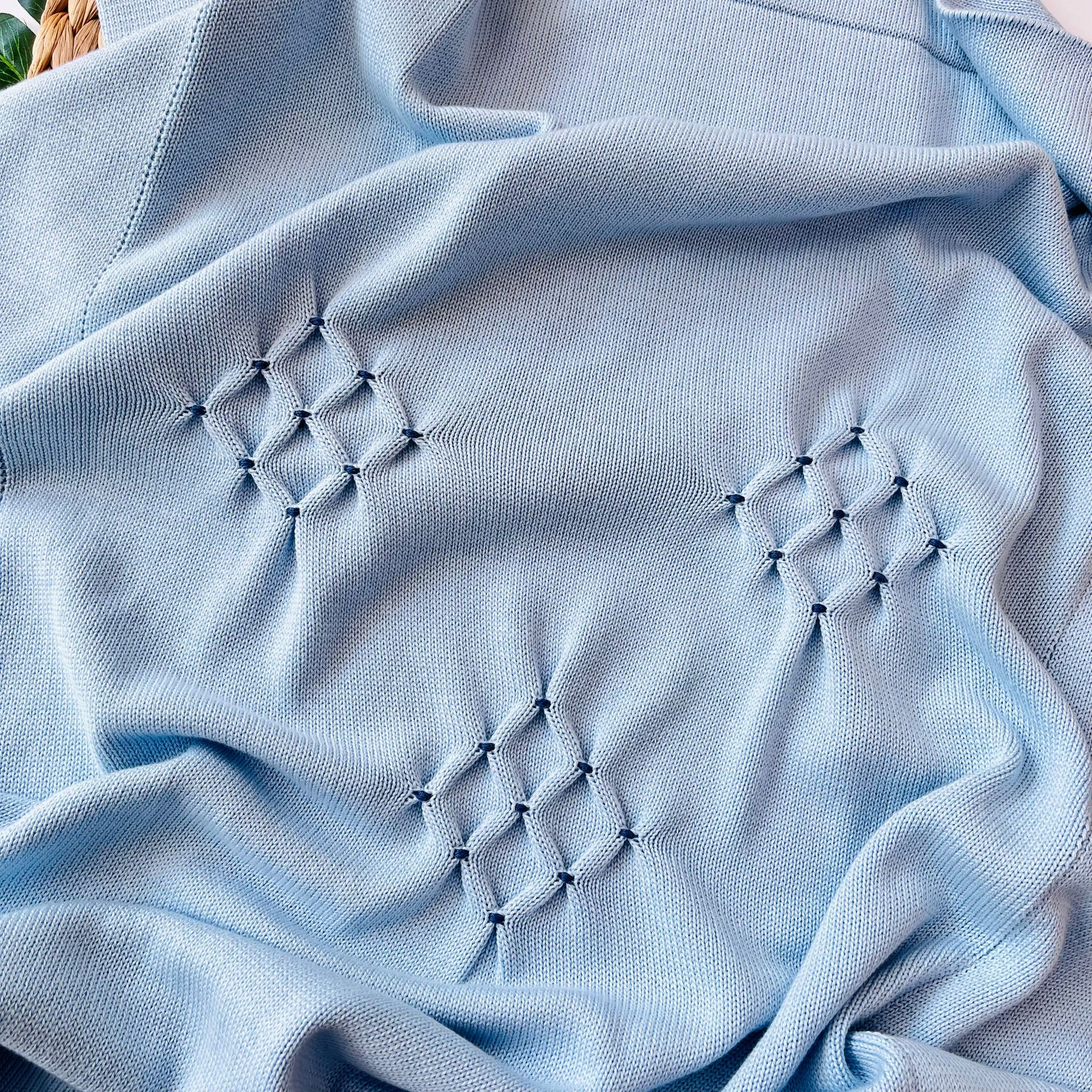 COPERTINA ROMBI 100% FILO DI COTONE CELESTE - Noi da piccoli