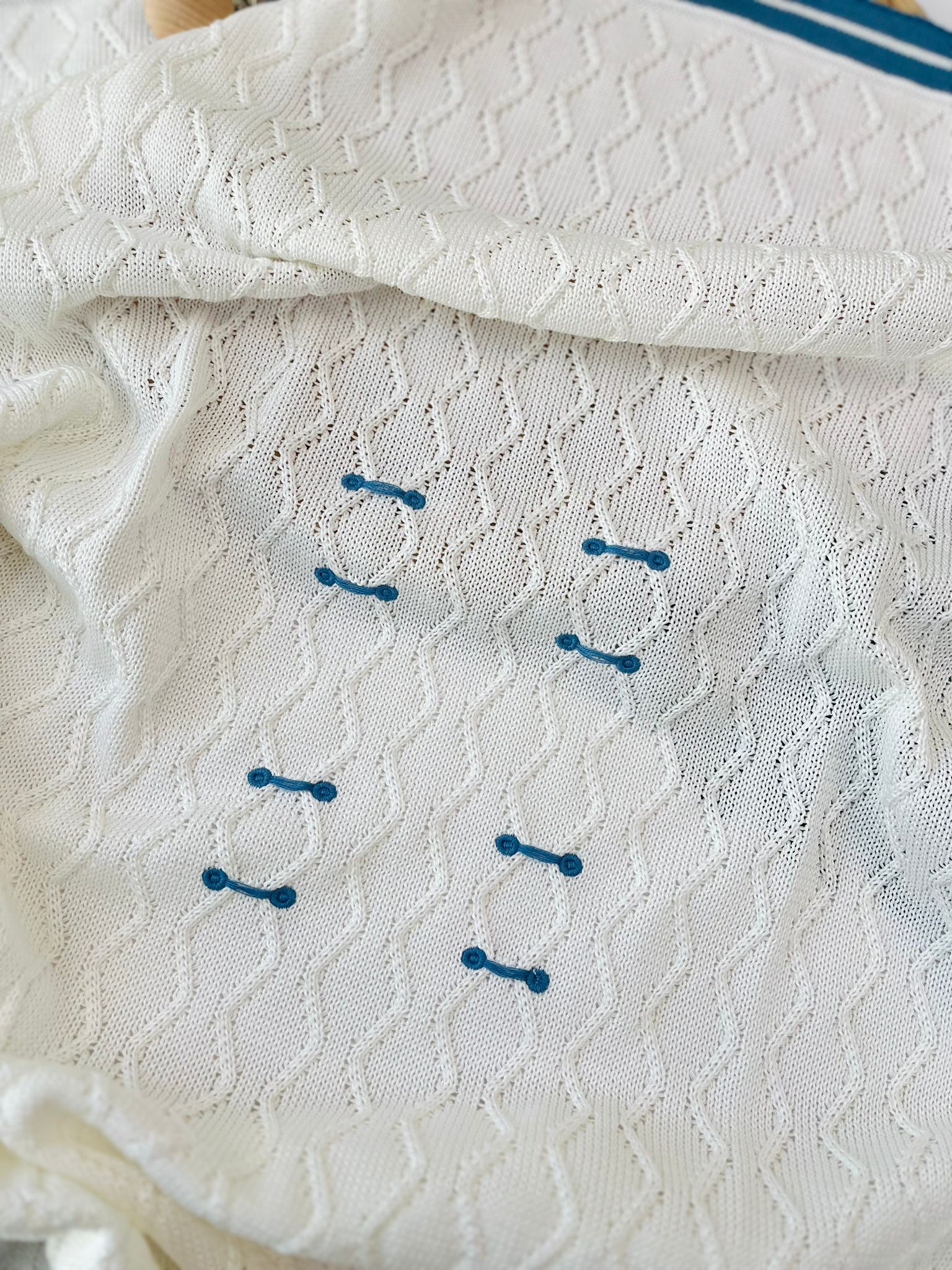 COPERTINA ROMBI 100% FILO DI COTONE VANIGLIA OCEANO - Noi da piccoli