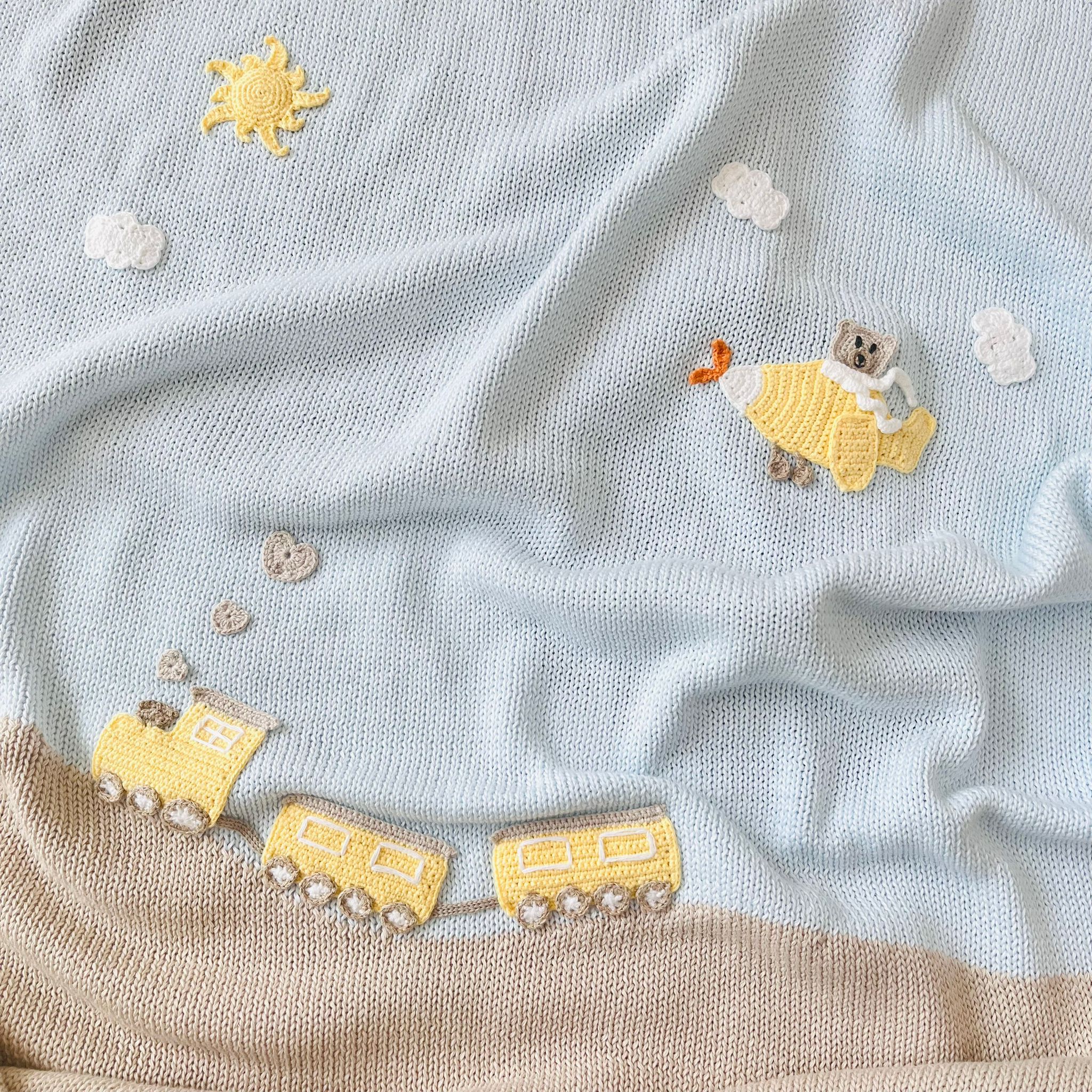 COPERTINA ROMEO 100% FILO DI COTONE CIELO TORTORA - Noi da piccoli