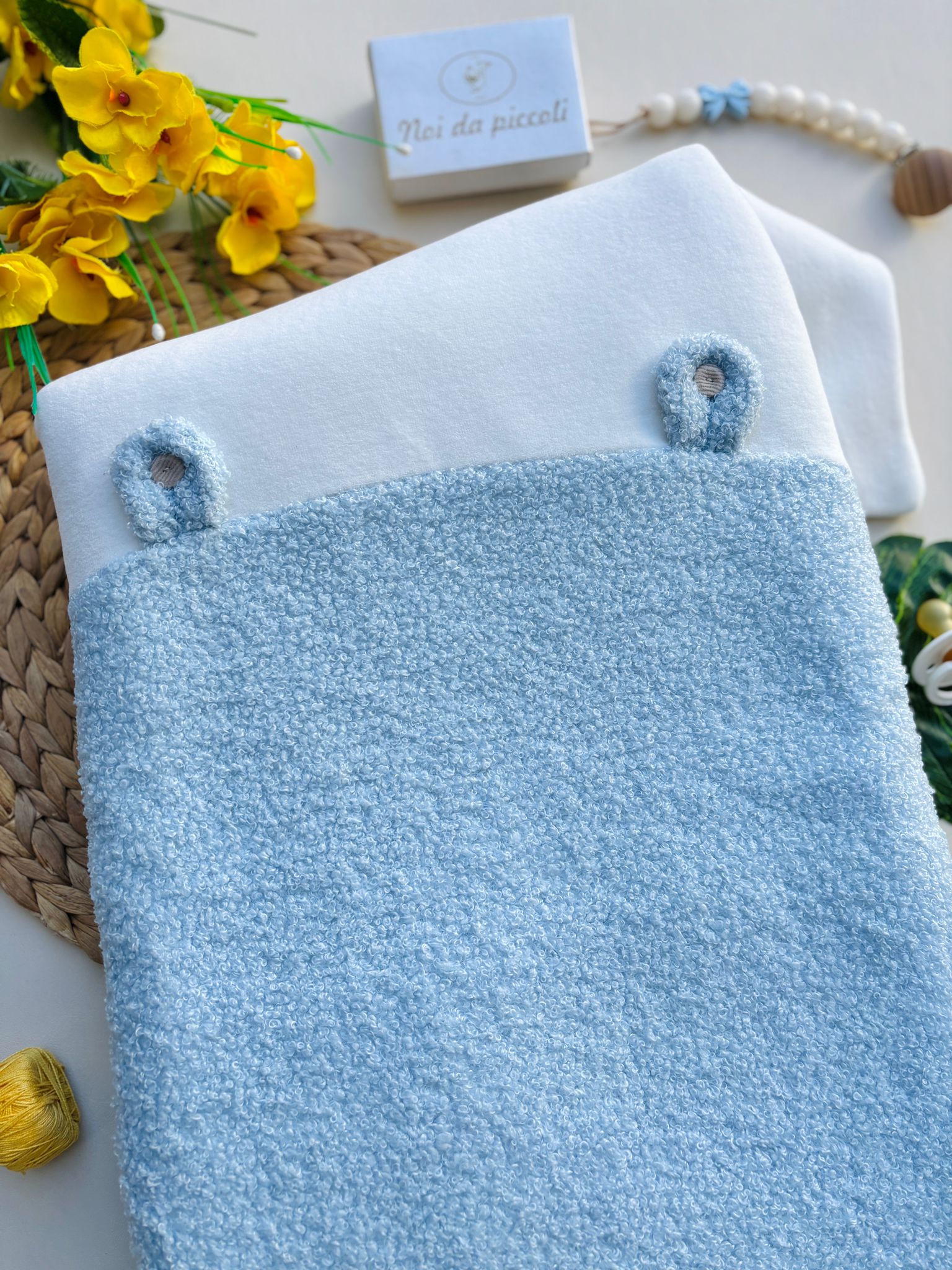 COPERTINA TEDDY IN CINIGLIA BIANCO CIELO - Noi da piccoli