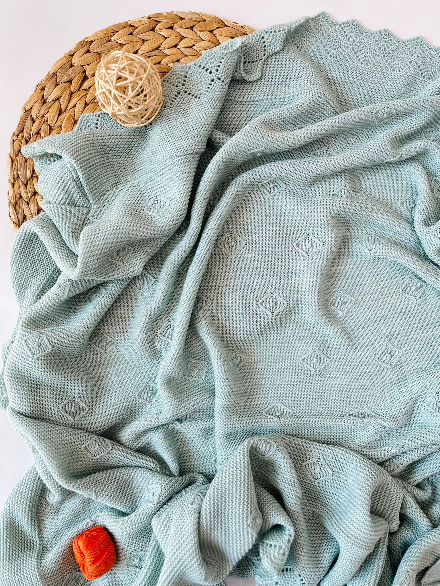 COPERTINA VERDE ROMBI E BORDO FORELLATO FILATO CALDO Verde - Noi da piccoli