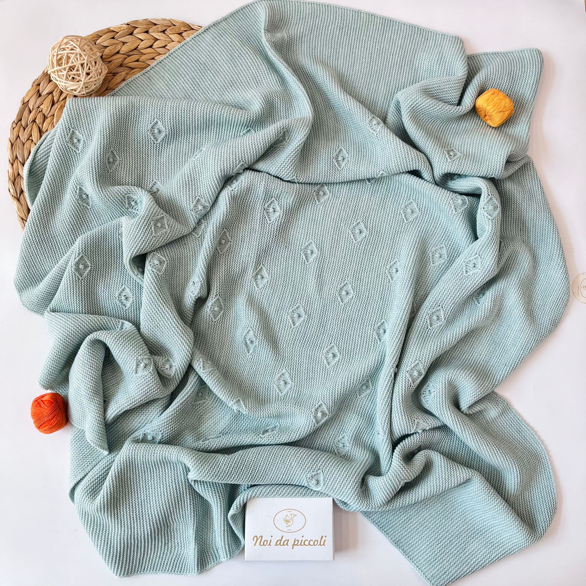 COPERTINA VERDE ROMBI FILATO CALDO Verde - Noi da piccoli