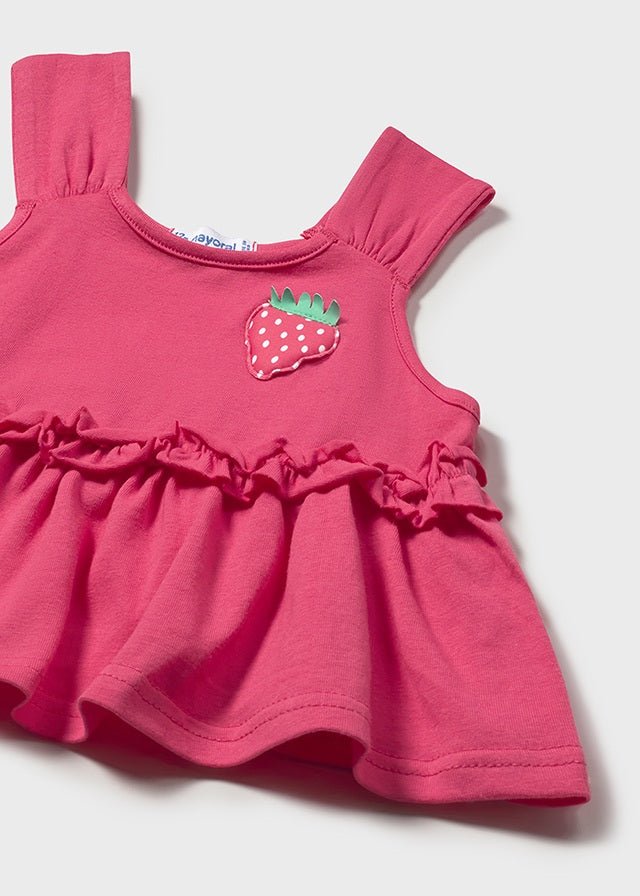 COSTUMINO 2 PZ CON FIORELLINI E CAPPELLINO FUCSIA - Noi da piccoli