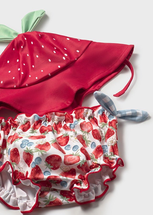 COSTUMINO 2 PZ CON FRAGOLINE E CAPPELLINO ROSSO - Noi da piccoli