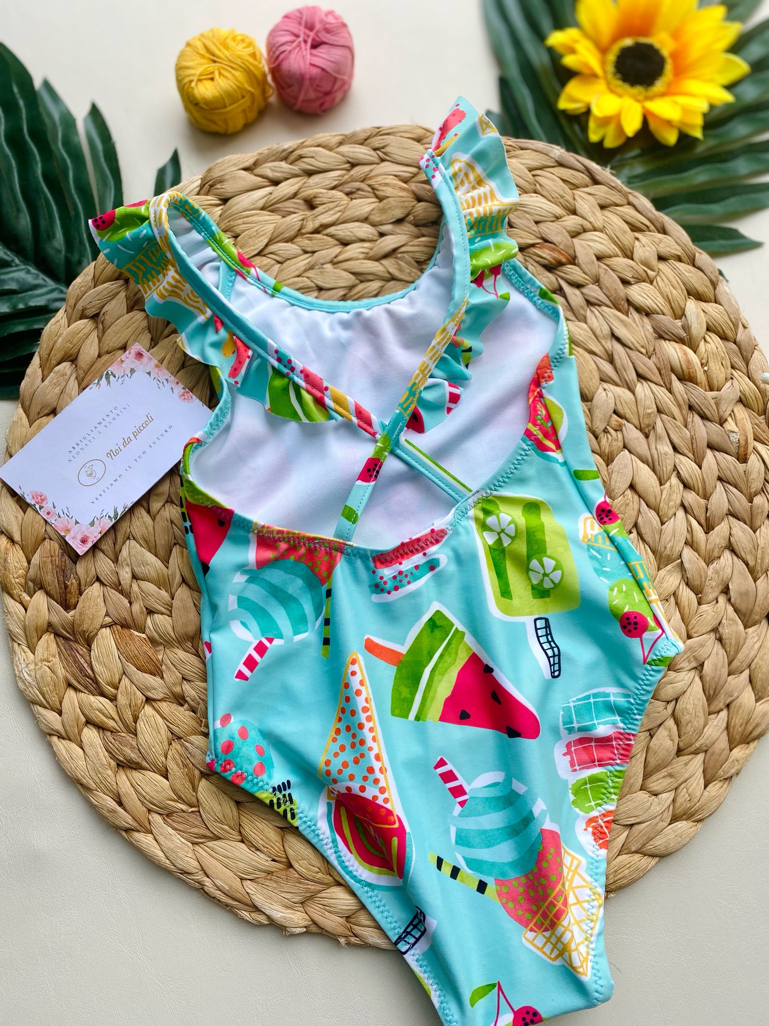 COSTUMINO VERDE ACQUA CON ANGURIE - Noi da piccoli