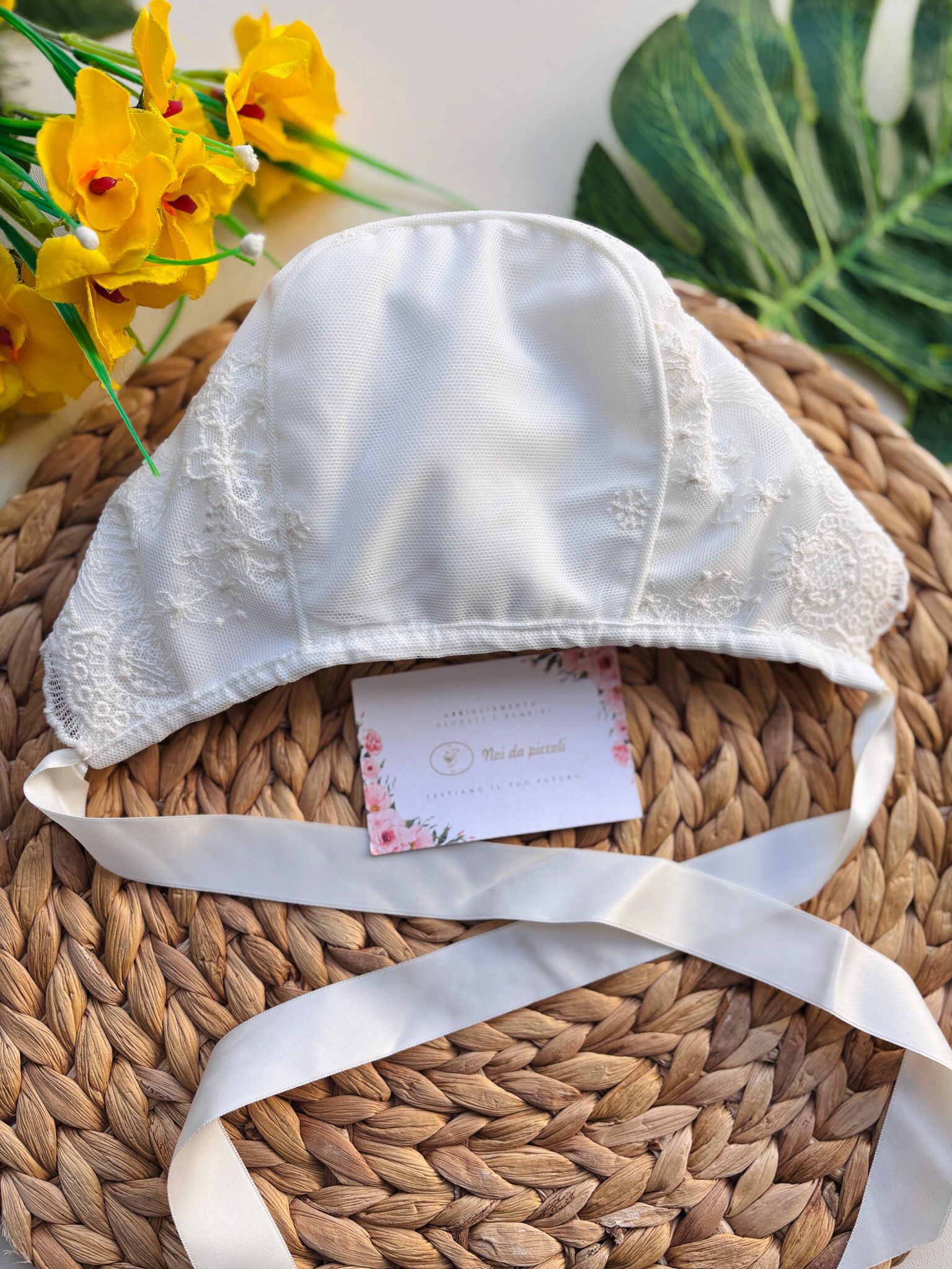 CUFFIA CON MERLETTO Avorio - Noi da piccoli