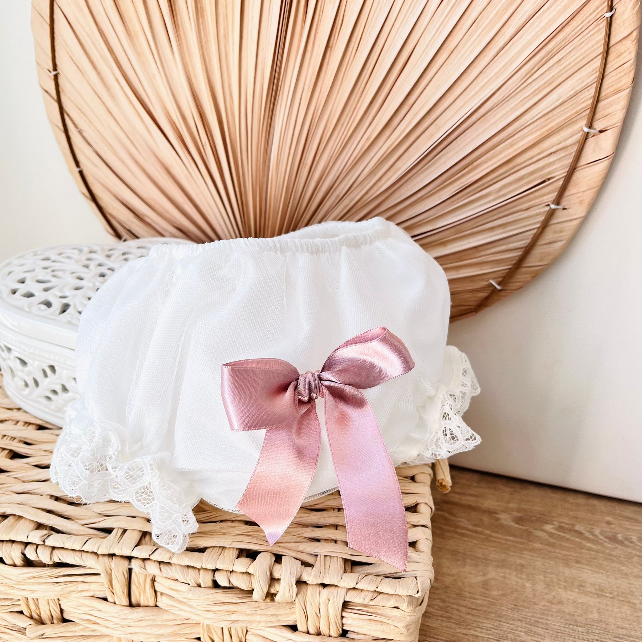 CULOTTINA BIANCO CON FIOCCHETTO ROSA - Noi da piccoli