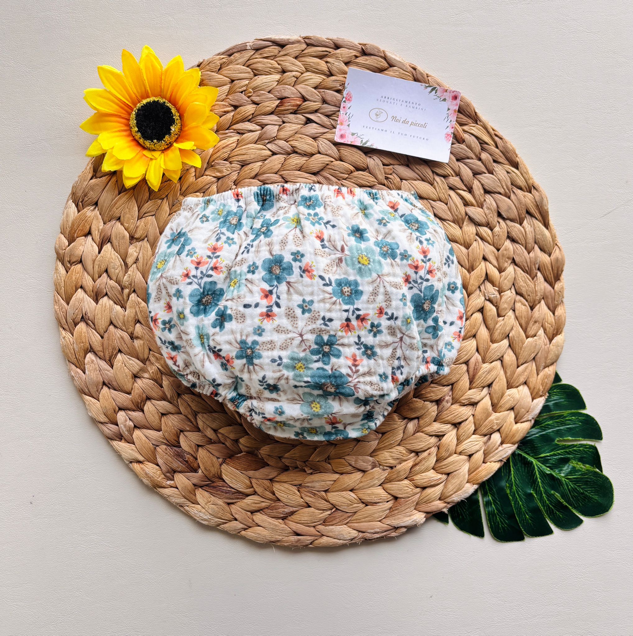 CULOTTINA IN COTONE CON FIORELLINI SALMONE - Noi da piccoli