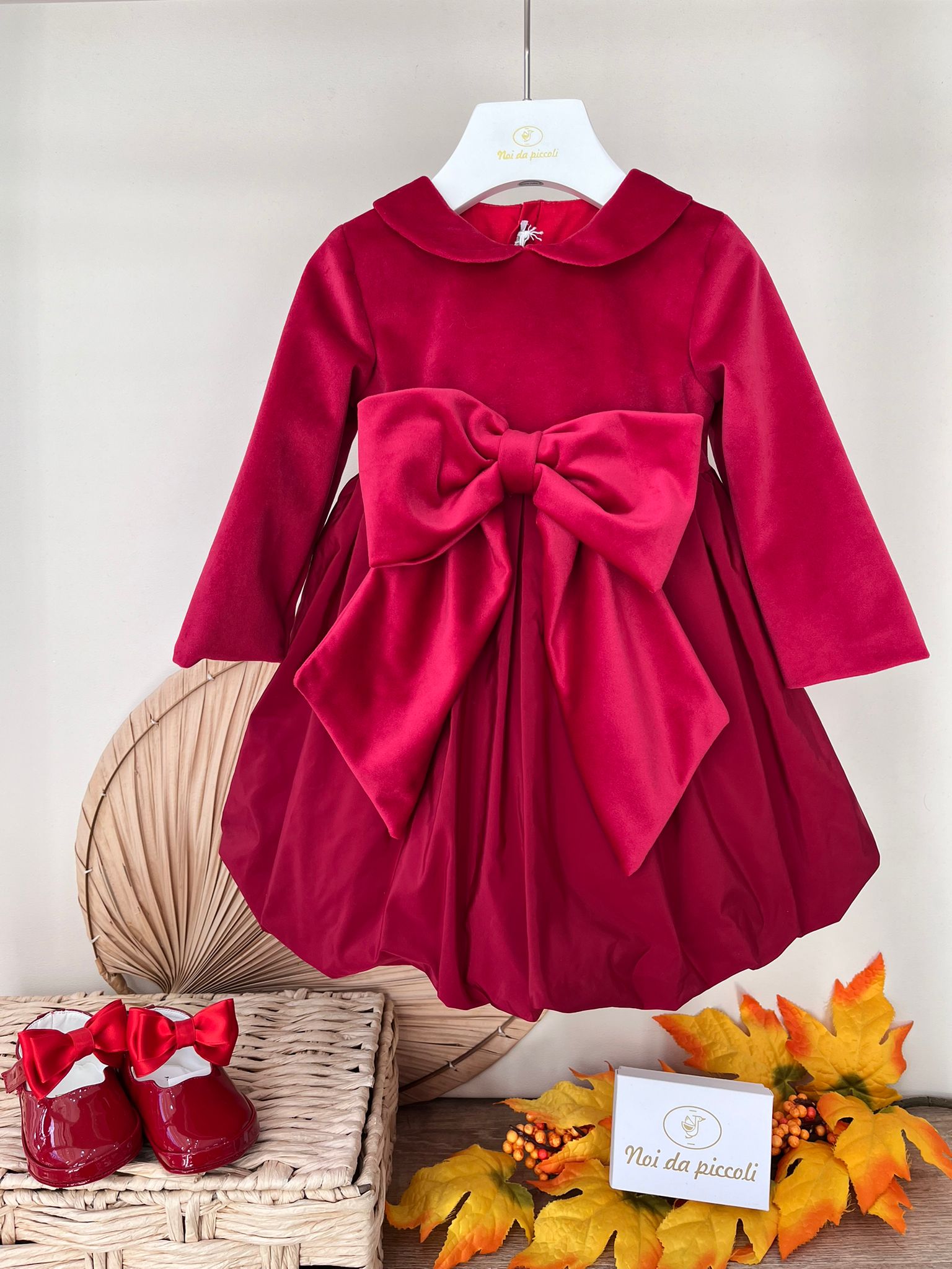 ABITINO ION VELLUTINO E TAFFETA' IN SETA ROSSO