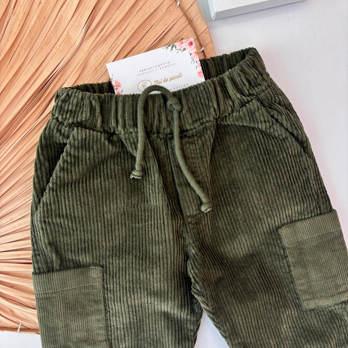 PANTALONE VELLUTO MILLERIGHE VERDE