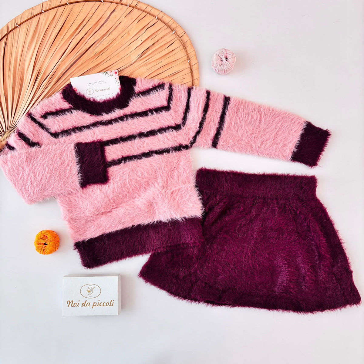 COMPLETO IN FILATO CALDO ROSA