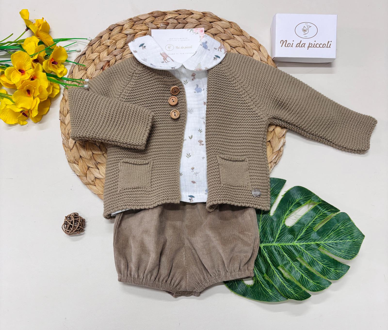 COMPLETO 3PZ FILATO CALDO E CALDO COTONE BEIGE