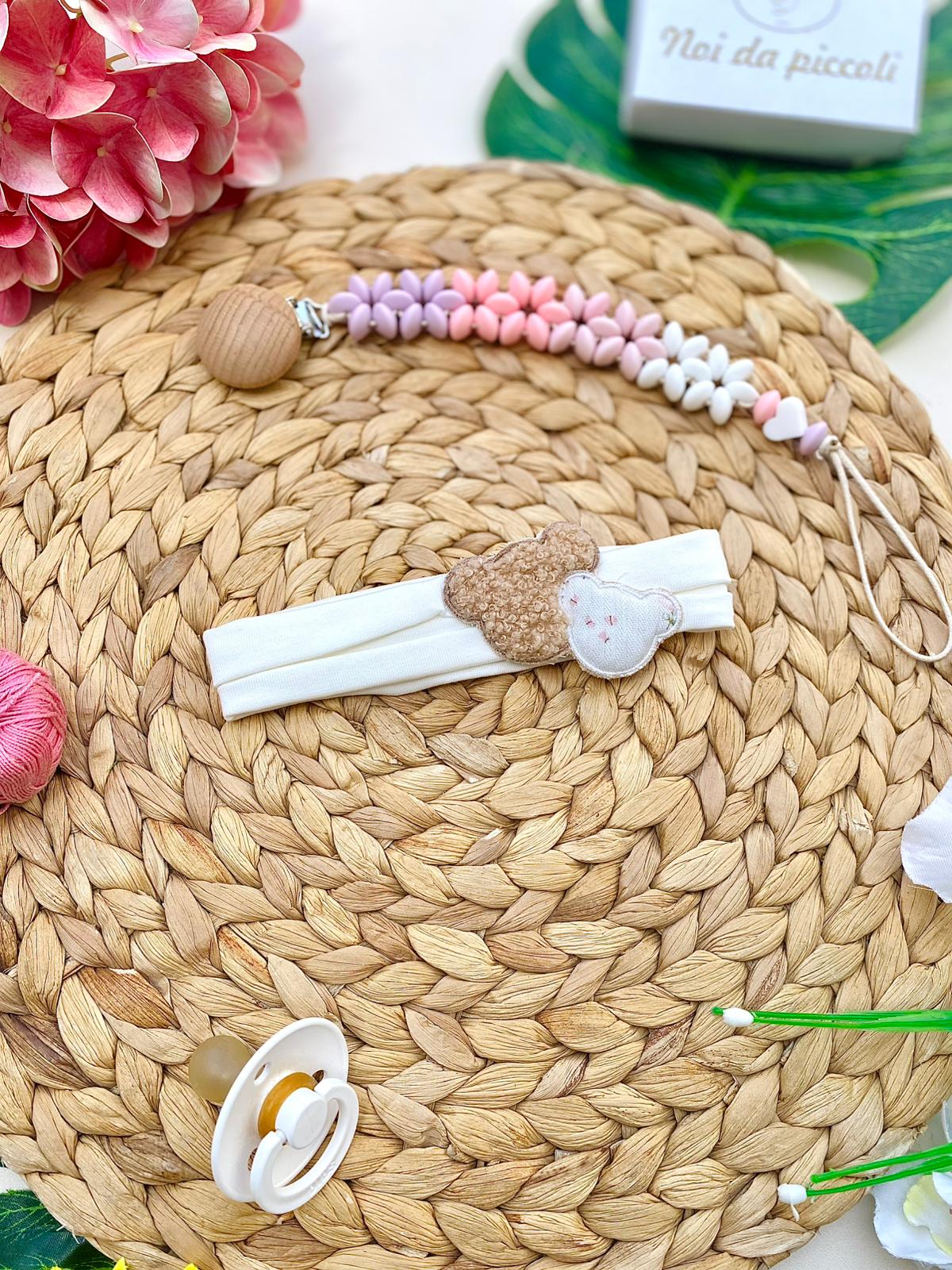 FASCIA BIANCA CON ORSETTO BEIGE E BIANCO - Noi da piccoli