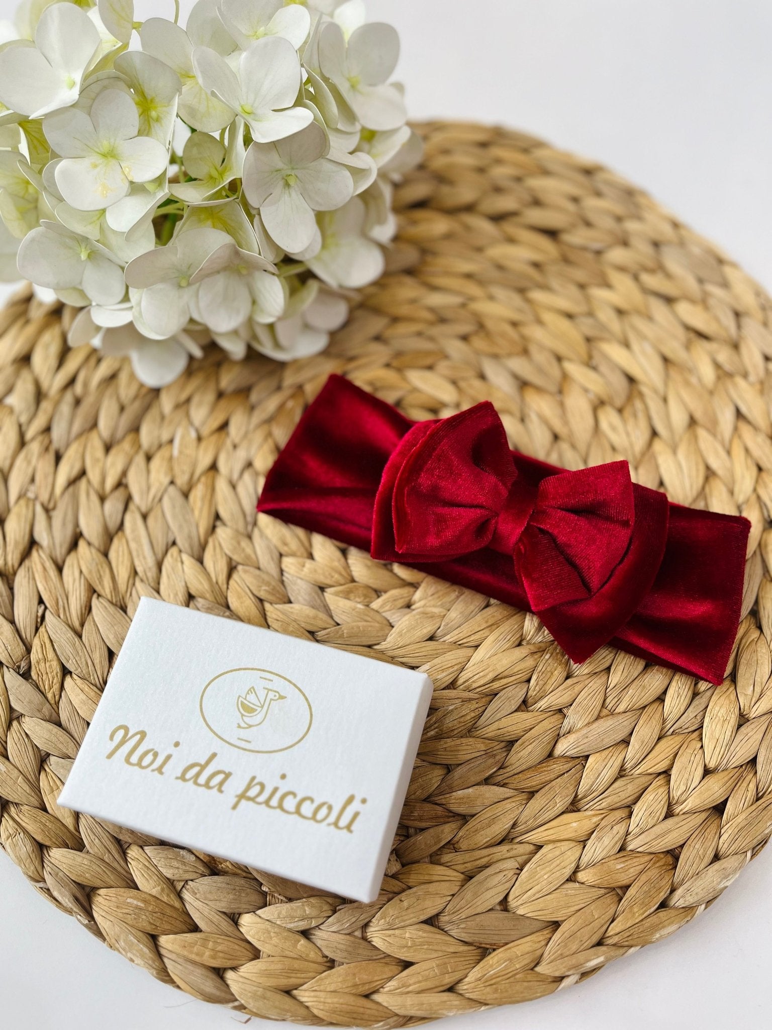 FASCIA CON FIOCCO IN VELLUTO ROSSO BORDEAUX - Noi da piccoli