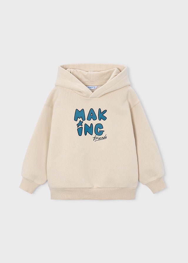 Felpa in Cotone Caldo Beige con Scritta Mayoral