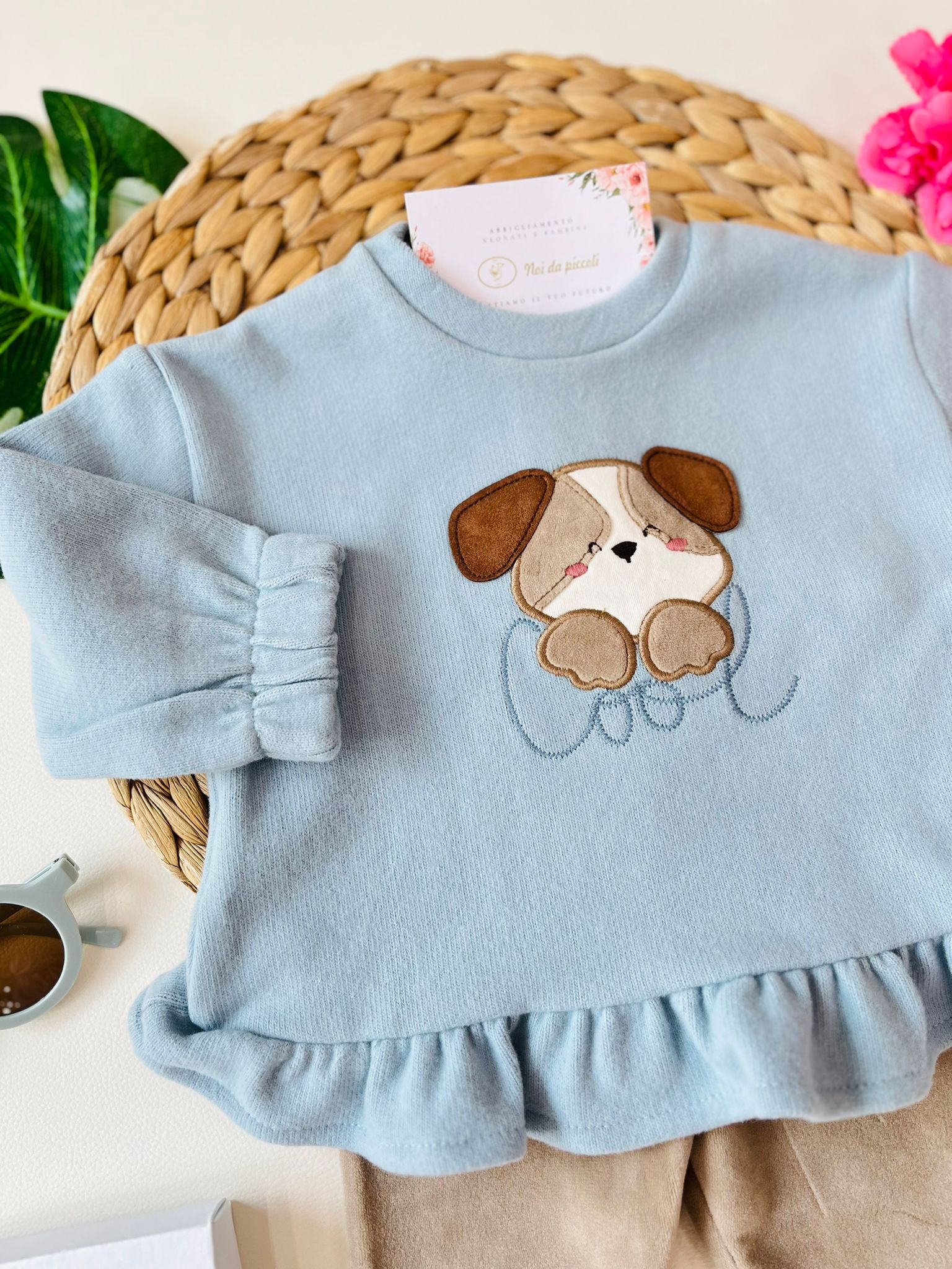 FELPINA CON LEGGINS VELLUTO COTONE CALDO POLVERE E BEIGE - Noi da piccoli