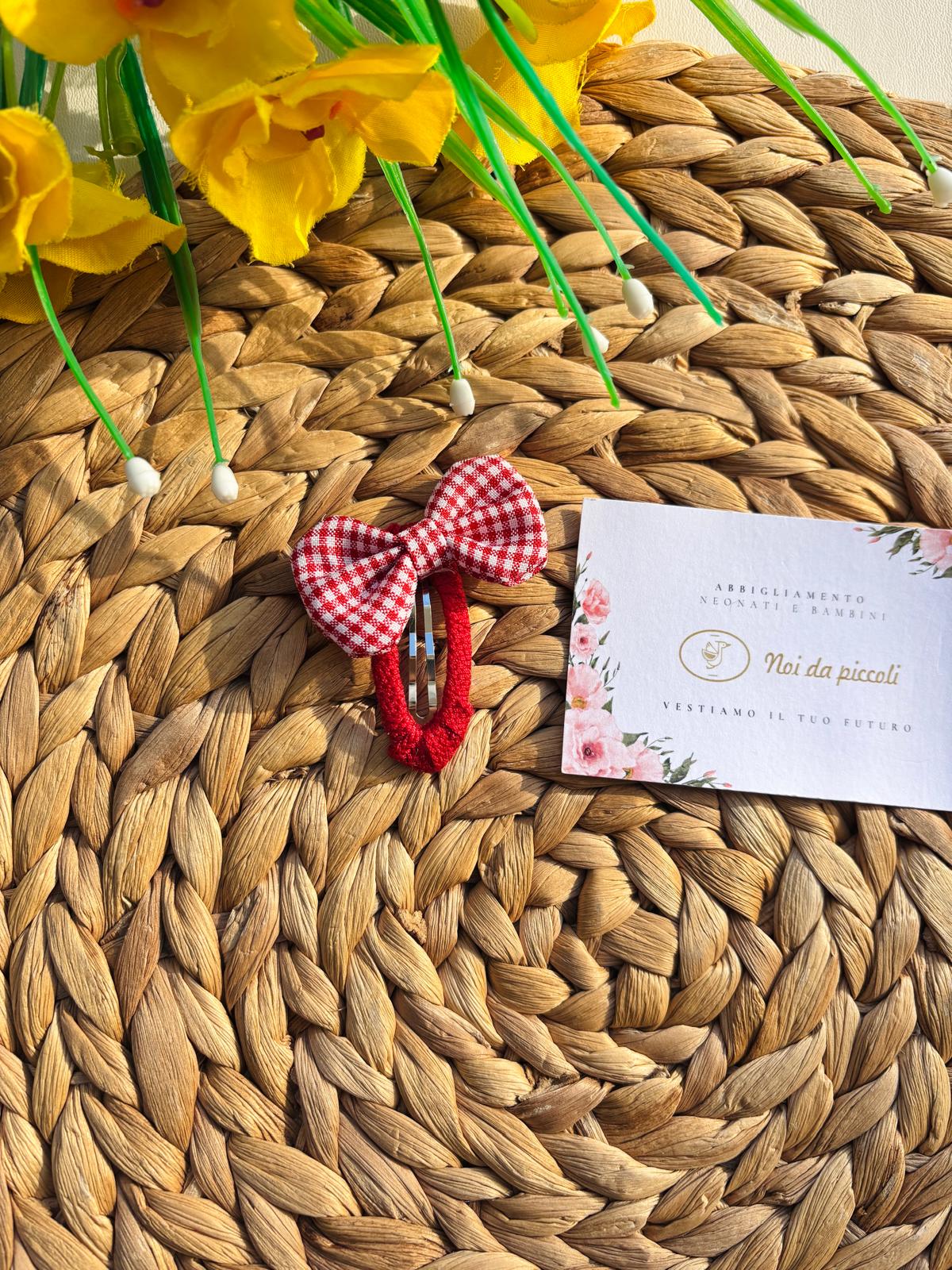 FERMAGLIETTO FIOCCHETTO VELLUTO ROSSO - Noi da piccoli