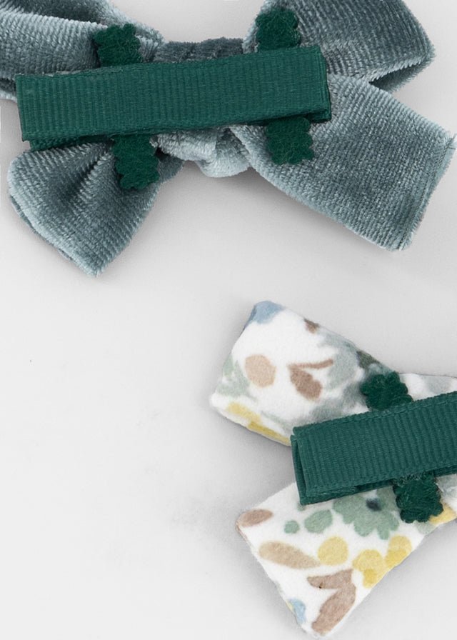 FERMAGLIO VERDE FLOREALE IN VELLUTO - Noi da piccoli