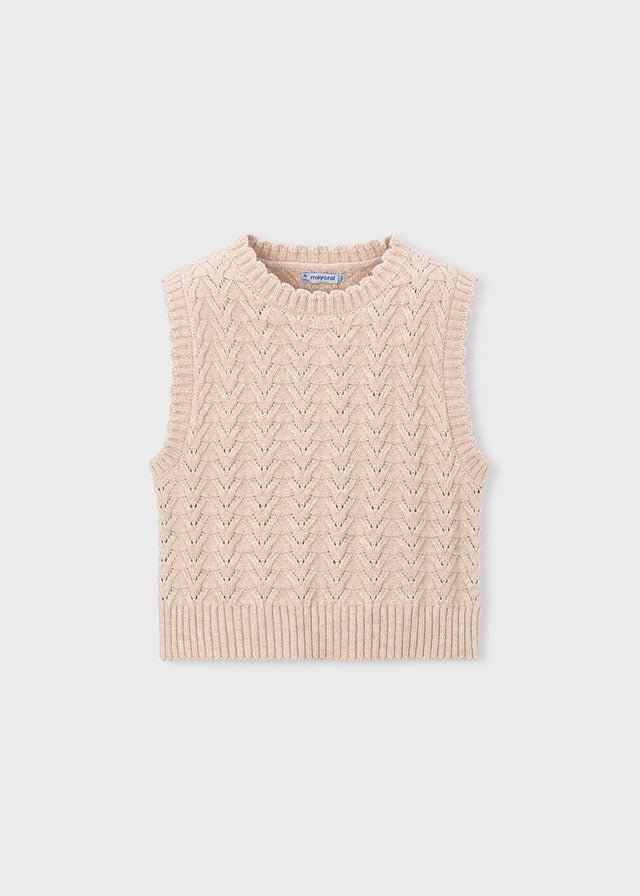 GILET BEIGE A TRACCE IN FILATO CALDO - Noi da piccoli