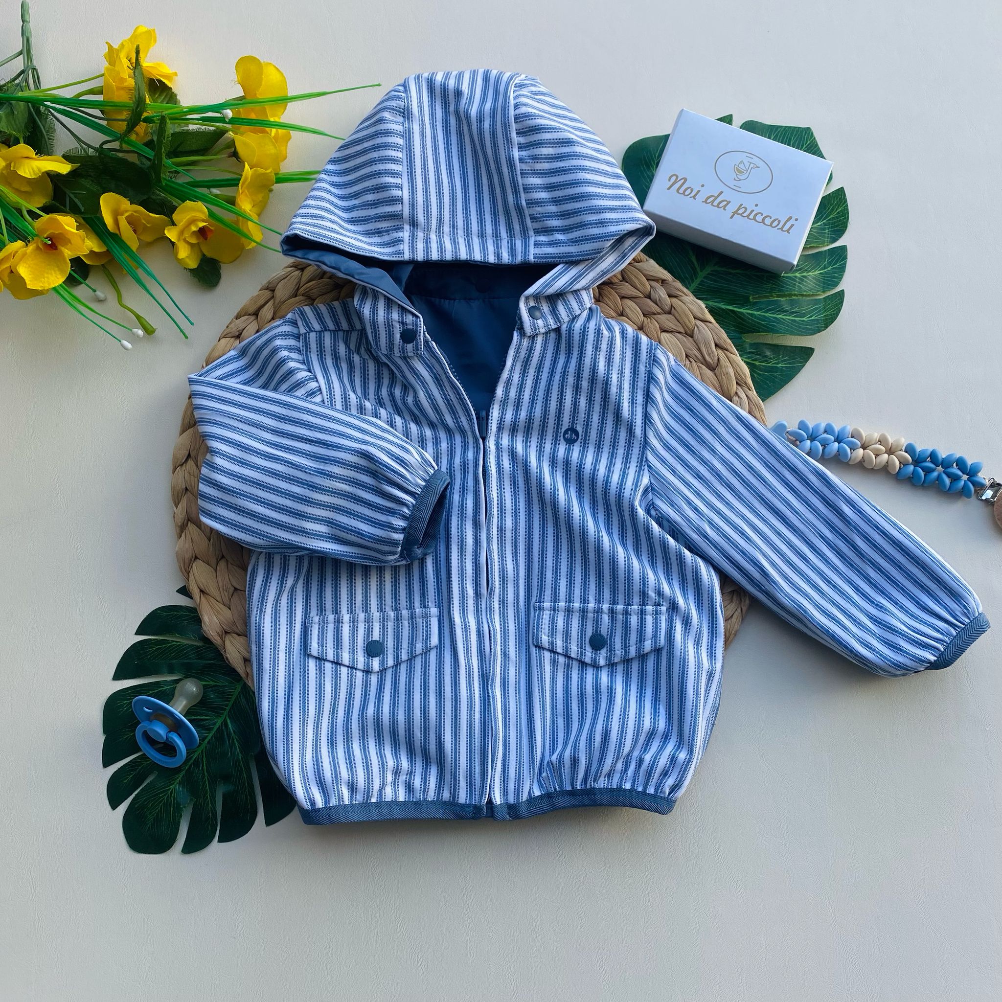 GIUBBOTTINO blu e bianco rigato - Noi da piccoli