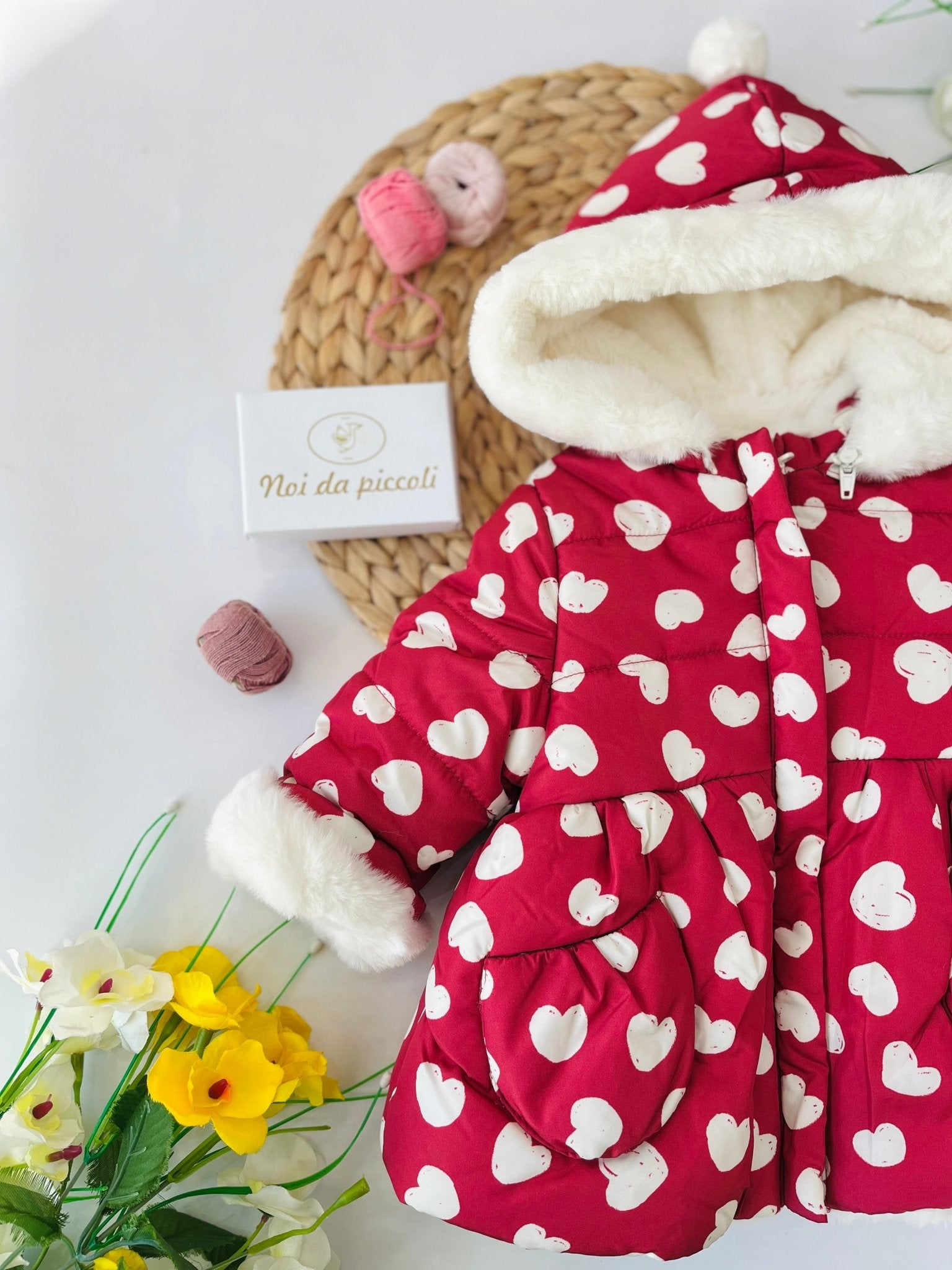 GIUBBOTTINO BOMBERINO REVERSIBILE ROSSO CUORI - Noi da piccoli