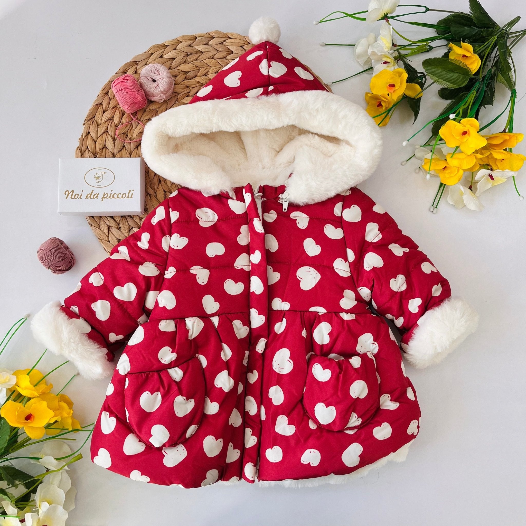 GIUBBOTTINO BOMBERINO REVERSIBILE ROSSO CUORI - Noi da piccoli