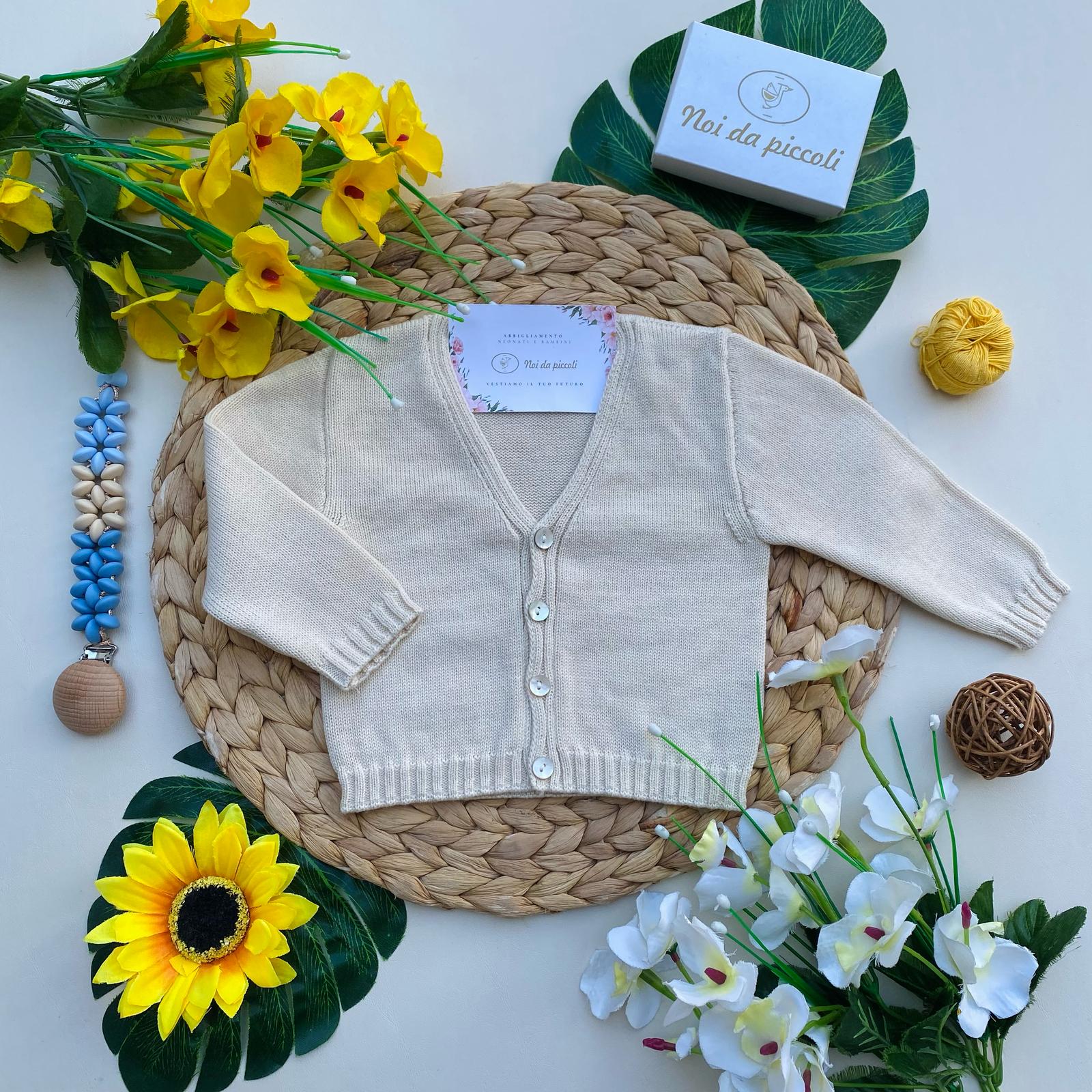 GOLFINO BEIGE CON BOTTONCINI IN MADREPERLA - Noi da piccoli