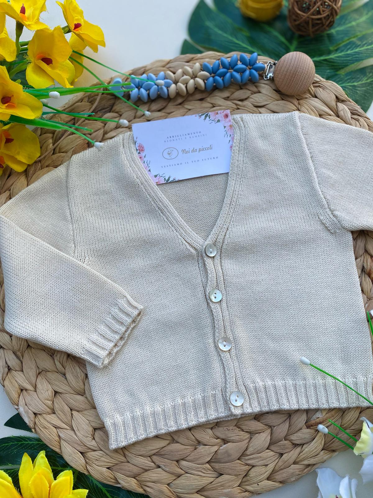 GOLFINO BEIGE CON BOTTONCINI IN MADREPERLA - Noi da piccoli