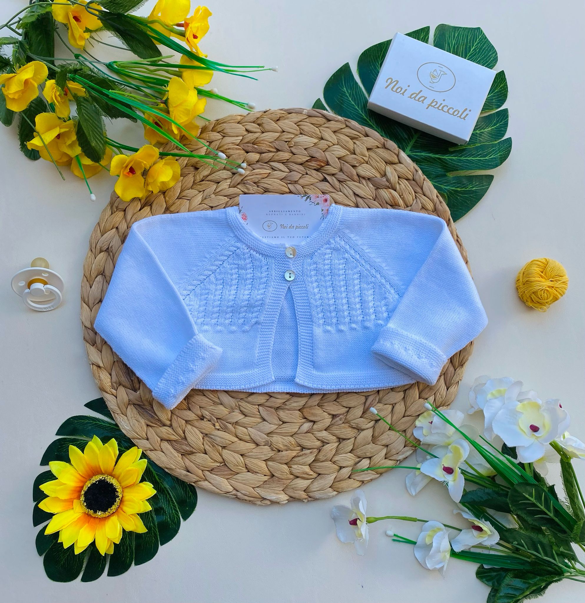 GOLFINO BLANCO CON BOTTONCINO IN MADREPERLA - Noi da piccoli