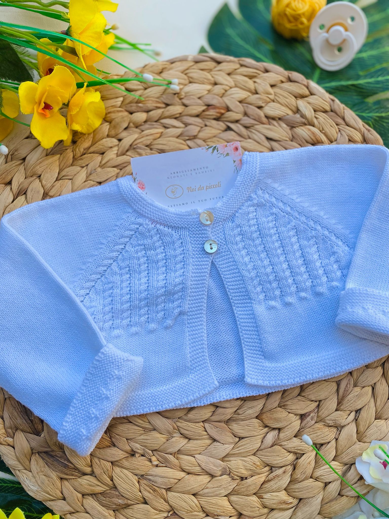 GOLFINO BLANCO CON BOTTONCINO IN MADREPERLA - Noi da piccoli