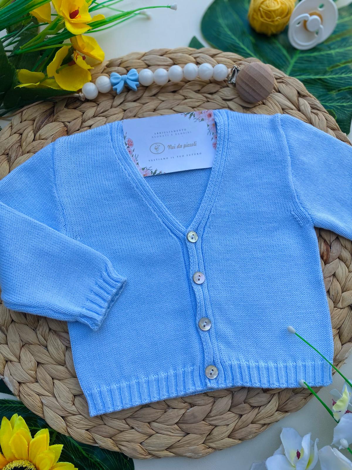 GOLFINO CIELO CON BOTTONCINI IN MADREPERLA - Noi da piccoli