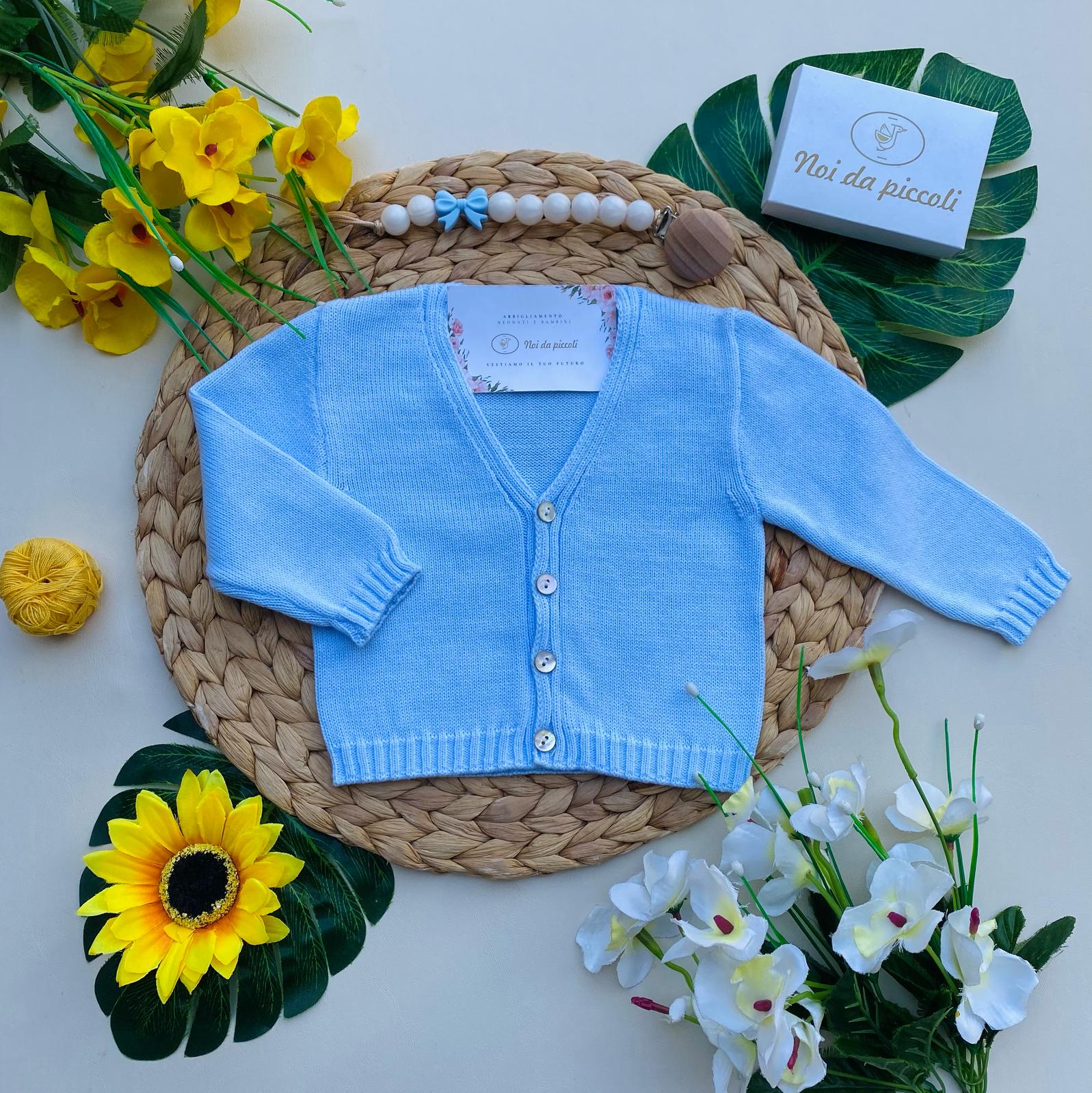 GOLFINO CIELO CON BOTTONCINI IN MADREPERLA - Noi da piccoli