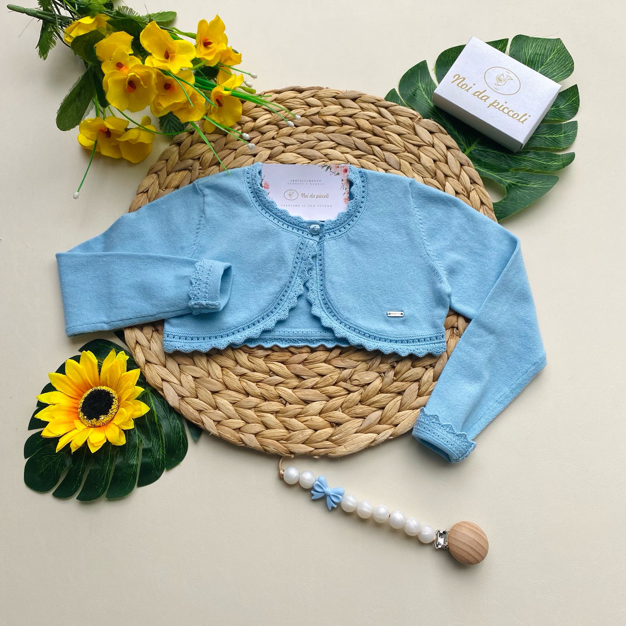 GOLFINO CIELO CON RICAMINI - Noi da piccoli