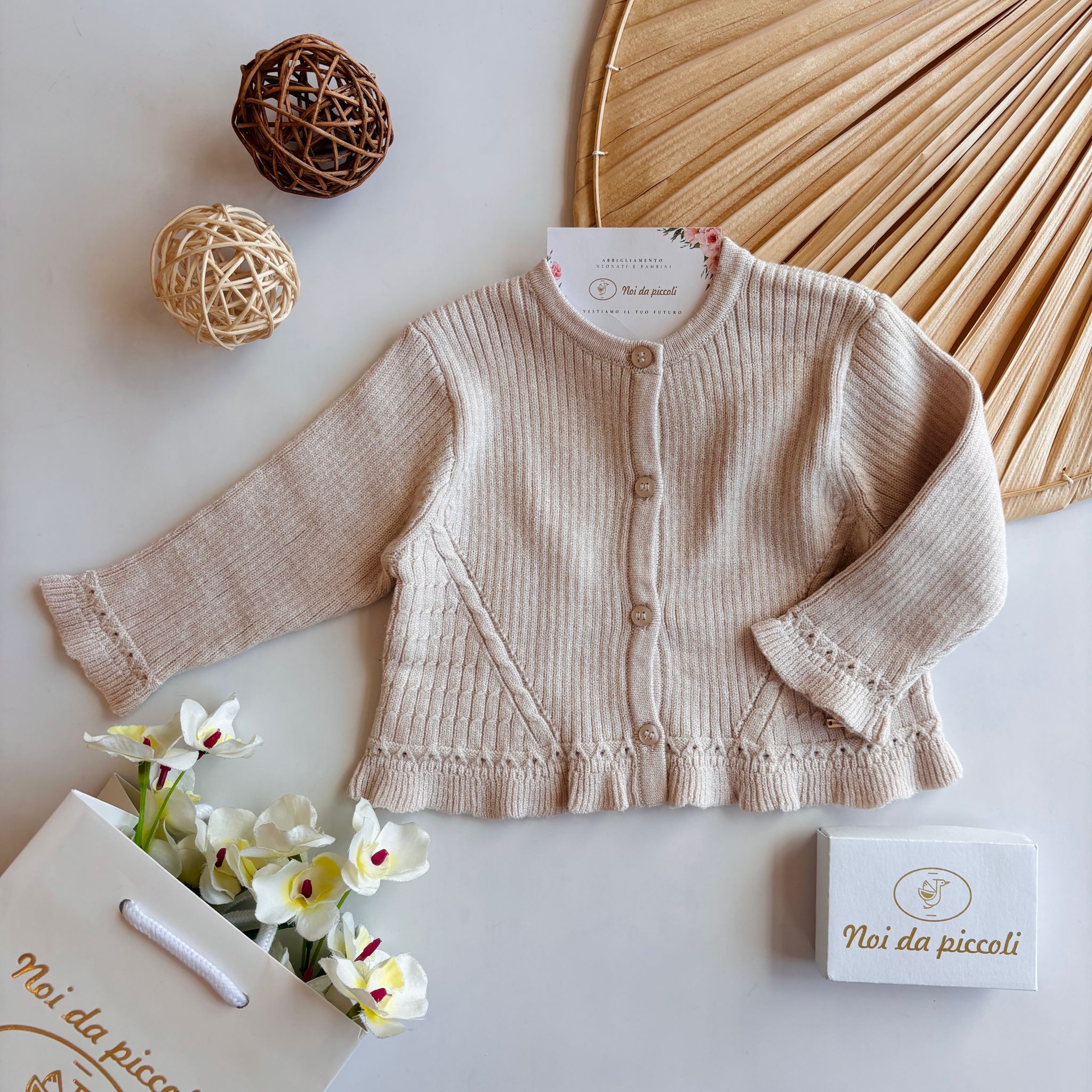GOLFINO IN CALDO COTONE BEIGE - Noi da piccoli