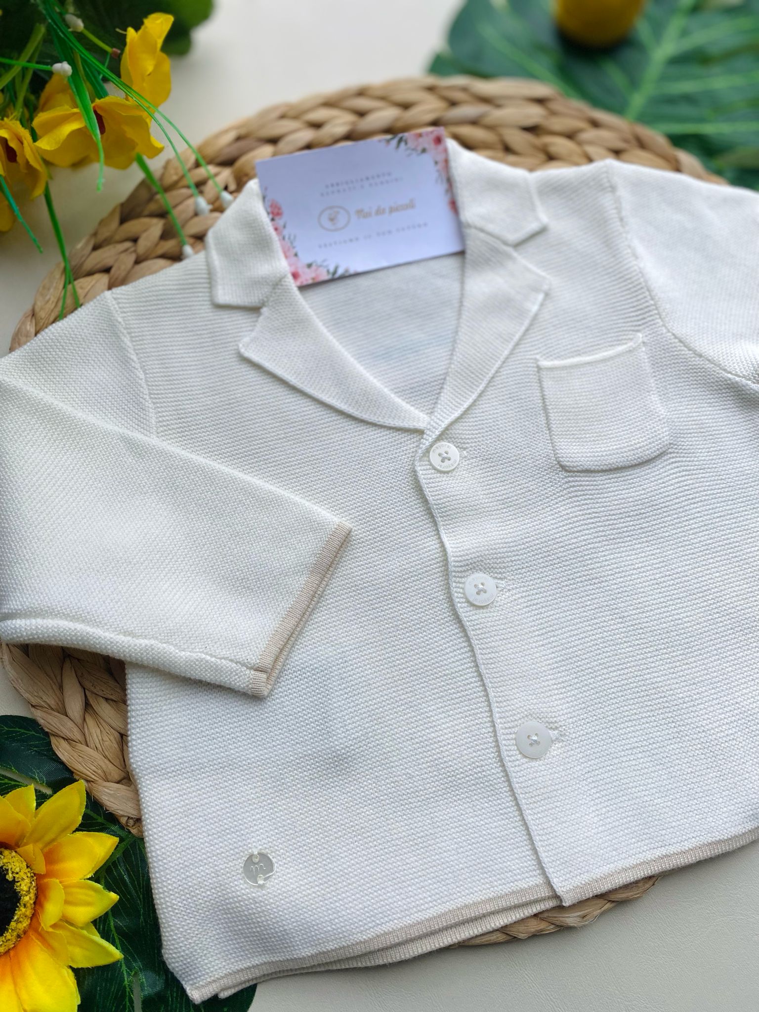 GOLFINO IN COLORAZIONE PANNA CON BORDINO BEIGE - Noi da piccoli