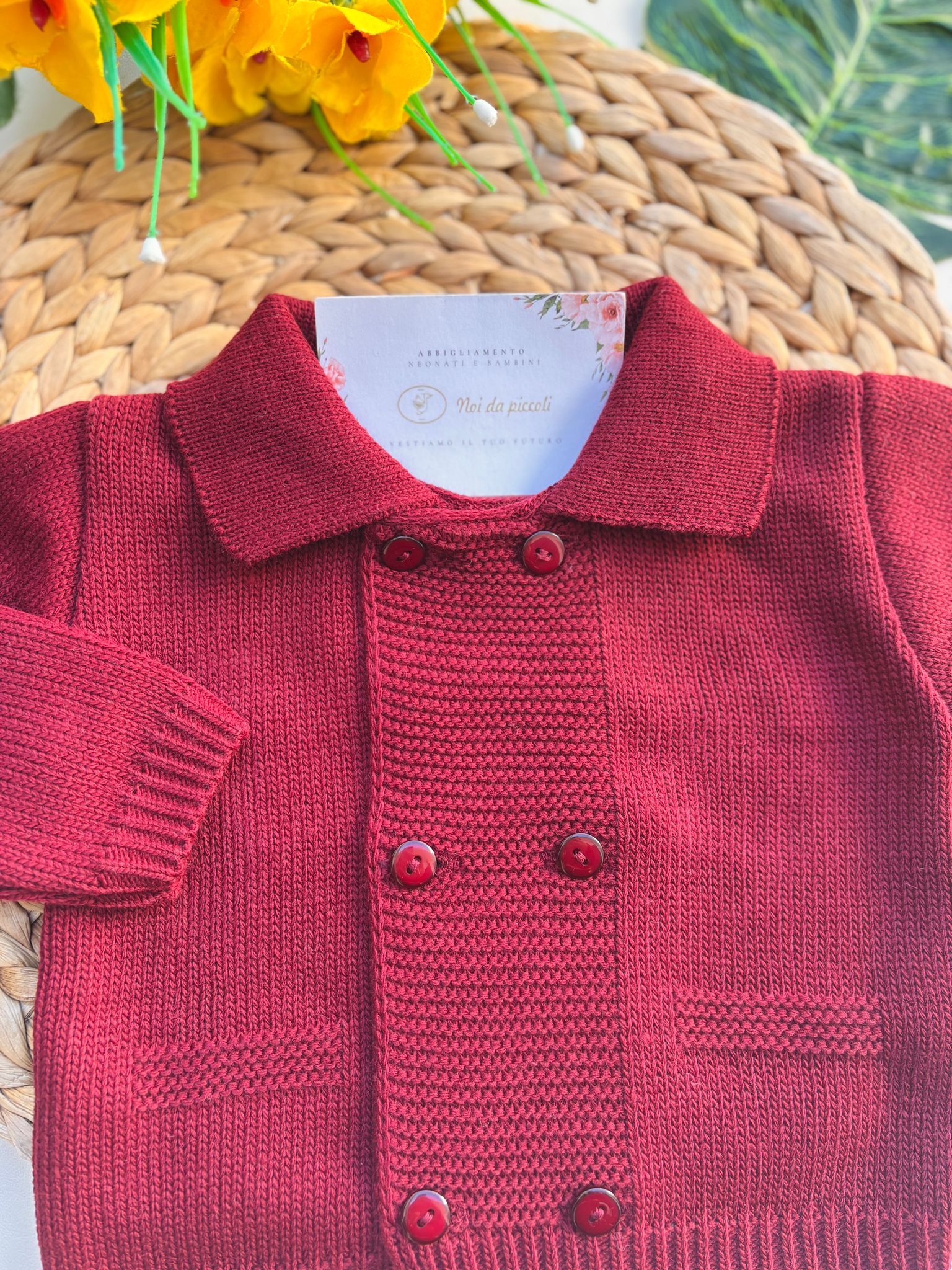 GOLFINO IN FILATO CALDO A DOPPIO PETTO BORDEAUX - Noi da piccoli