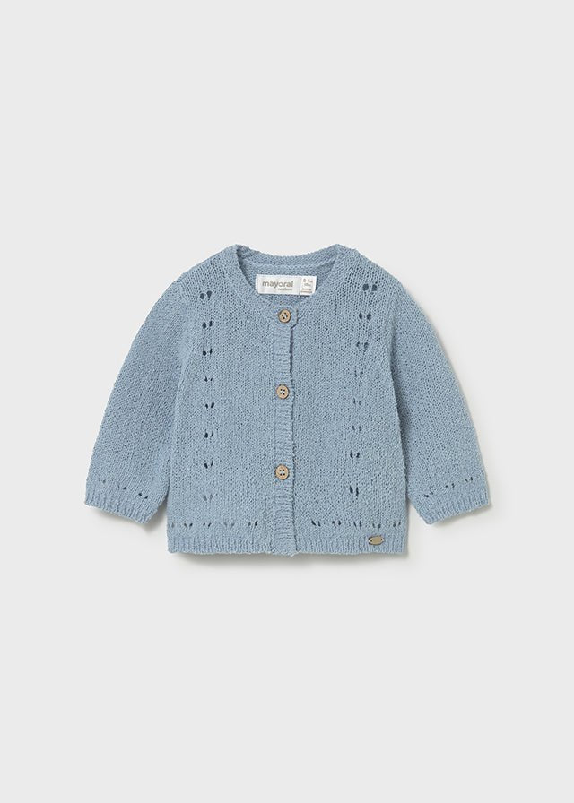 GOLFINO IN FILO CON BOTTONCINI IN FINTO LEGNO CIELO - Noi da piccoli